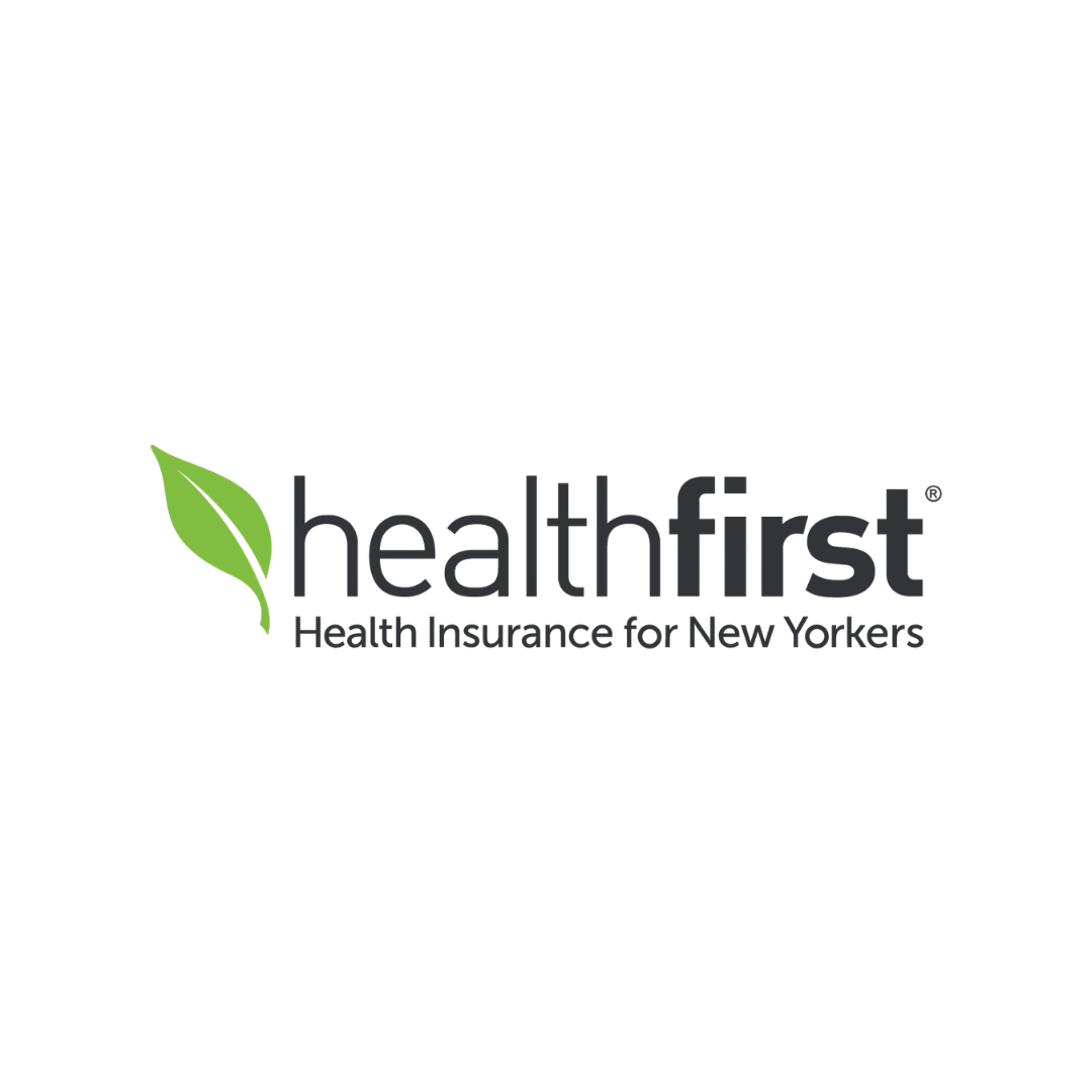 Healthfirst logo featuring a green leaf and the text 'Healthfirst' with the tagline 'Health Insurance for New Yorkers'.