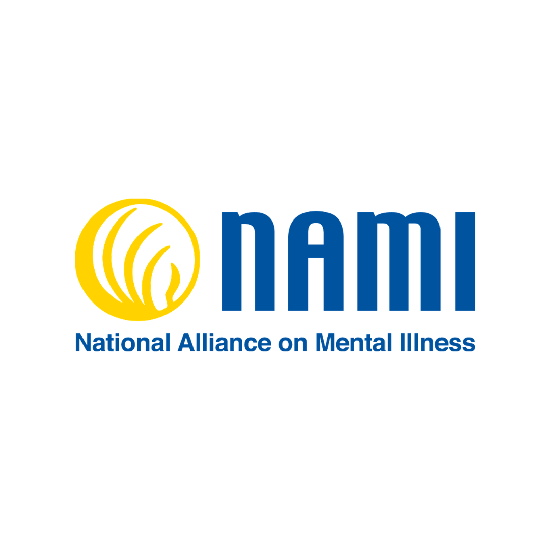 Logo of the National Alliance on Mental Illness (NAMI) with a yellow circular symbol and blue text.
