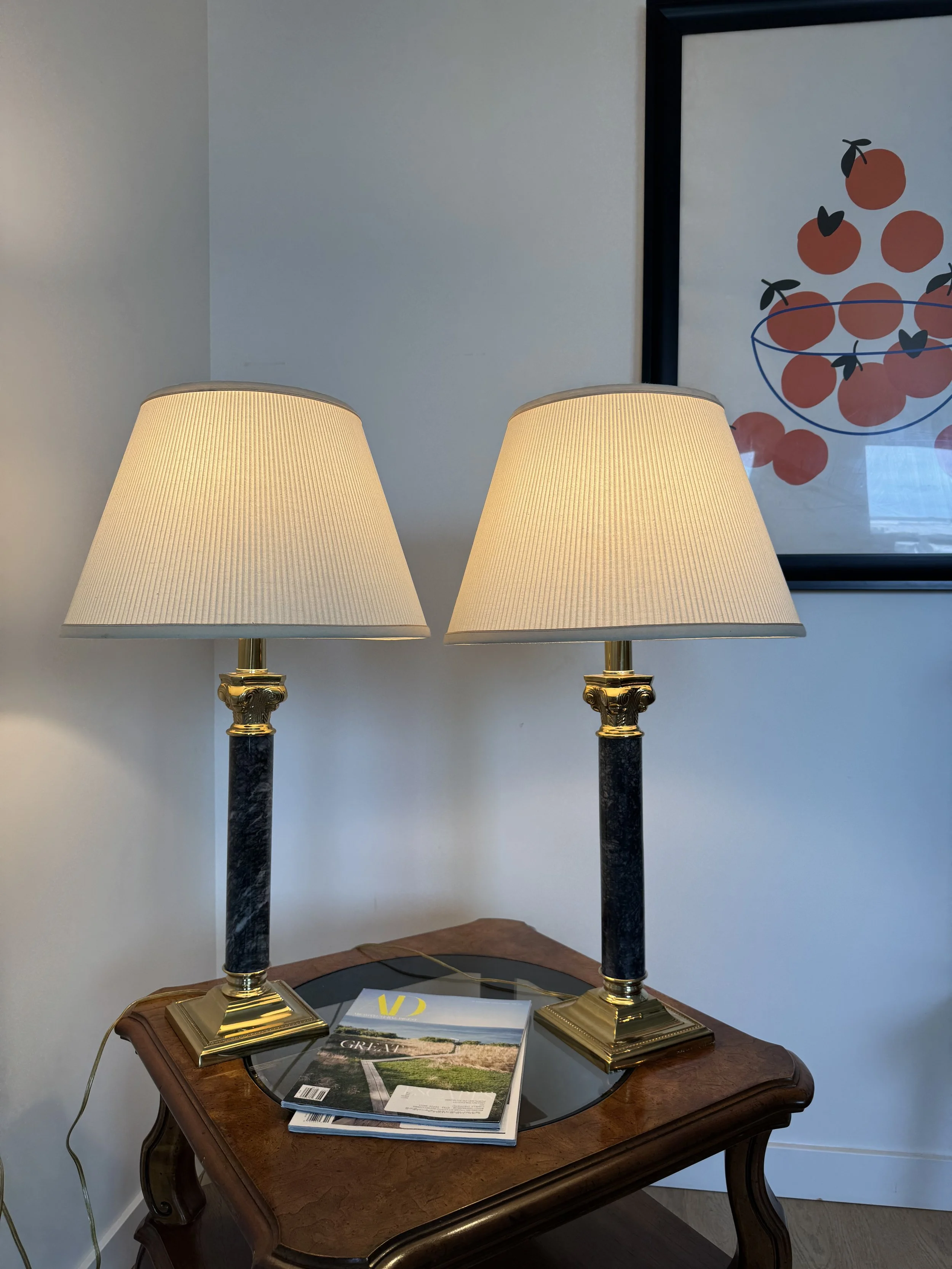 Vintage Pair of Marbled Lamps