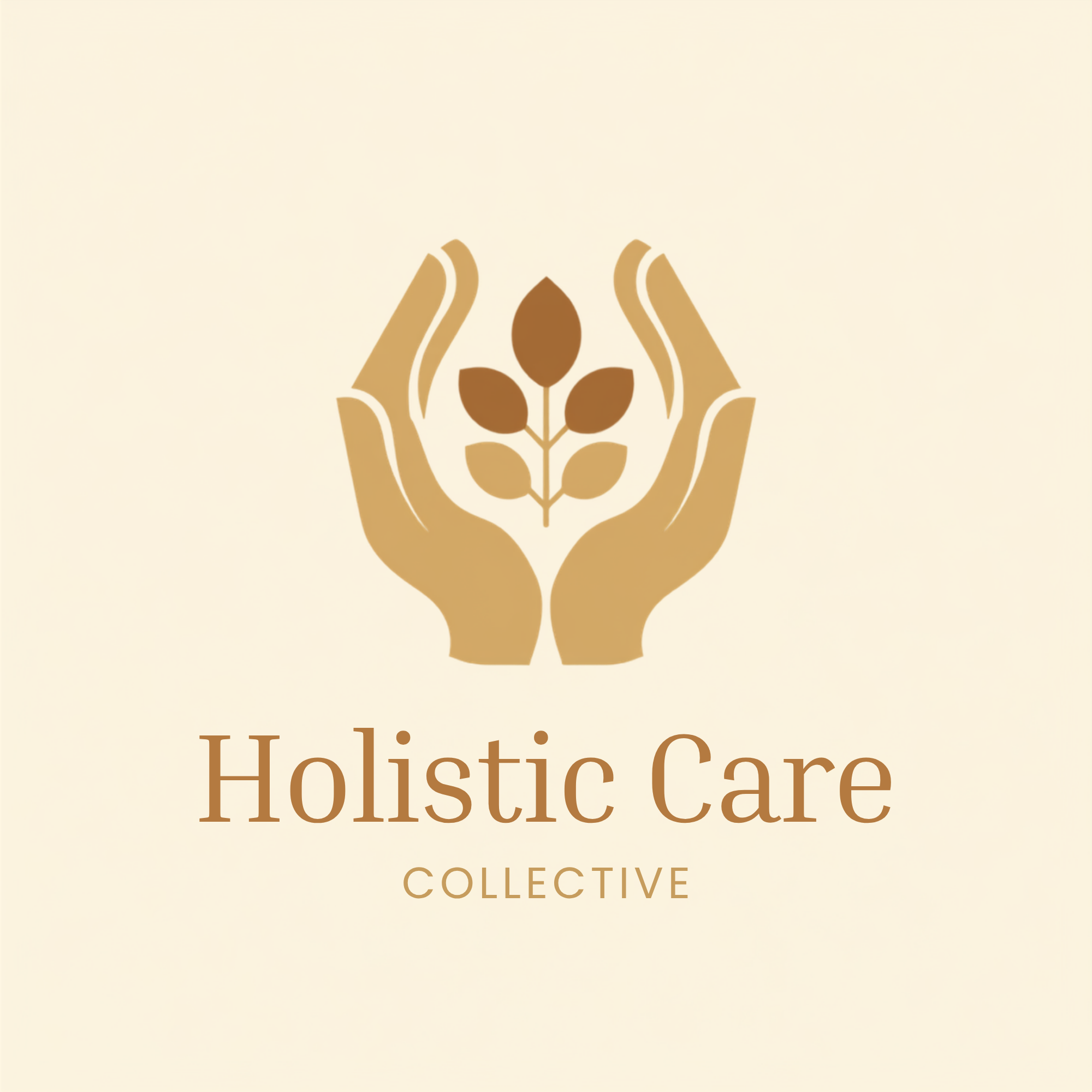 A logo with hands surrounding a stylized wheat plant, with text that reads 'Holistic Care' and 'Collective'.