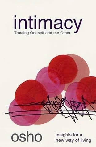 Book cover titled "Intimacy: Trusting Oneself and the Other" by Osho, with abstract artwork of overlapping red and pink circles and scribbled lines.