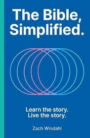 Book cover titled 'The Bible Simplified' by Zach Windahl, with a blue background and overlapping circles design.