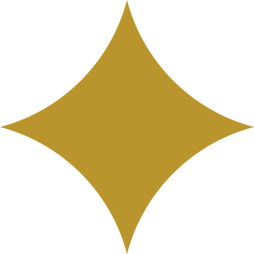 A gold star-shaped graphic with four pointed edges.