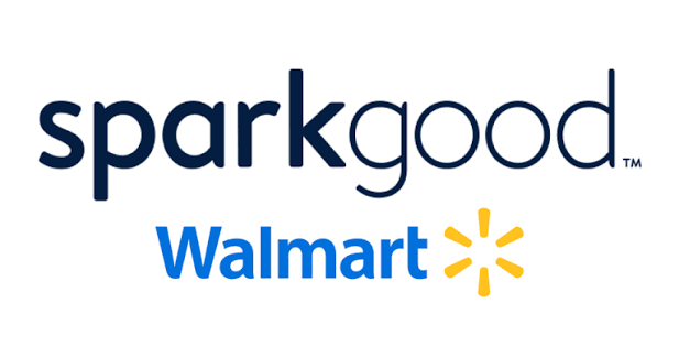 SparkGood logo above Walmart logo on a white background.