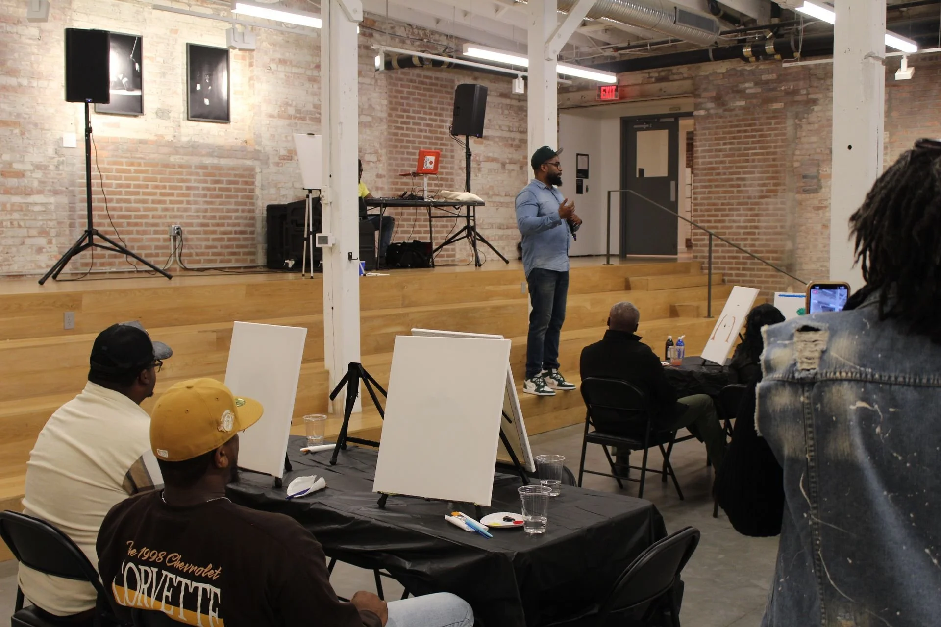 Spit and Paint, a Winning Ways Program. Kevin Paulin speaking to the group.