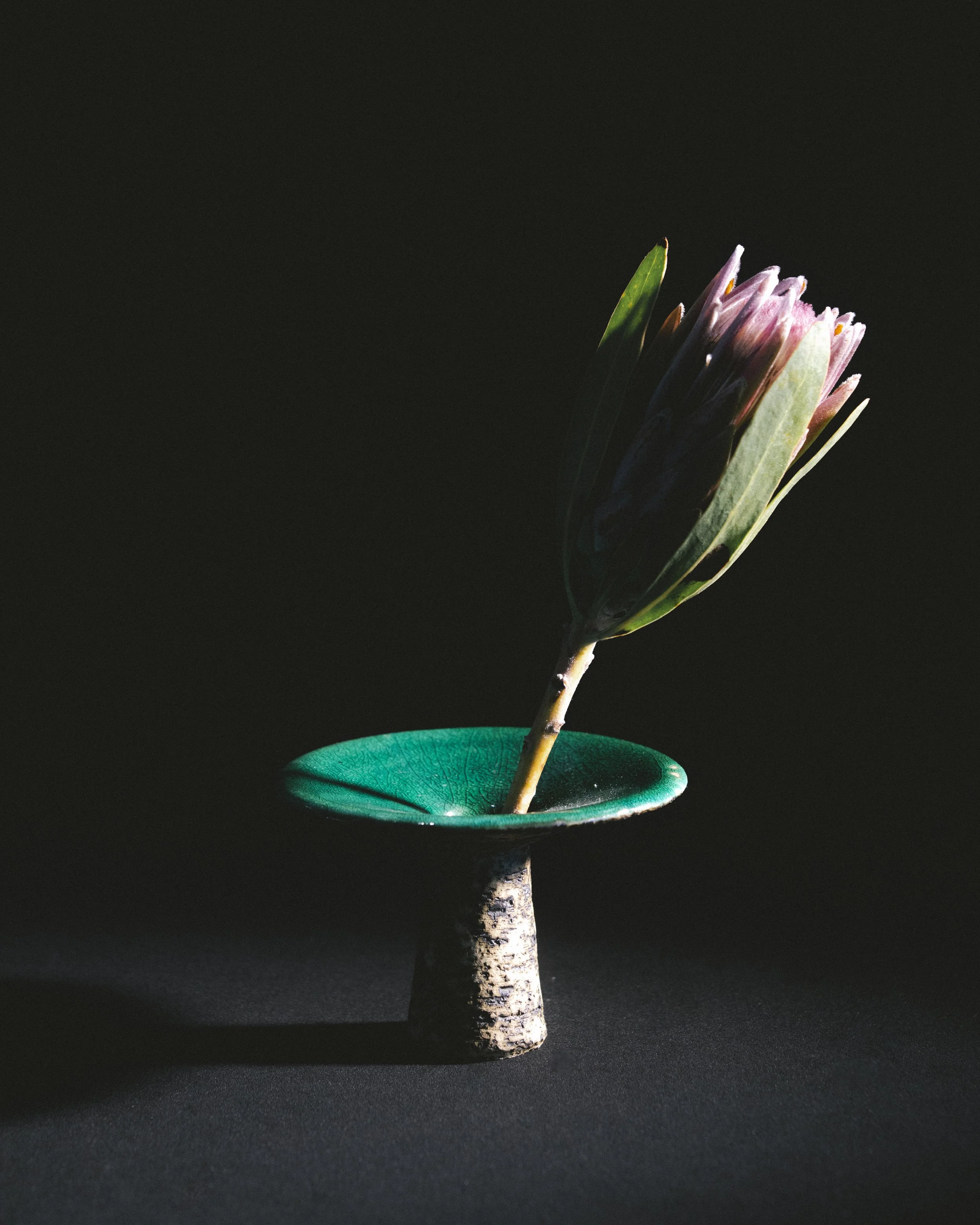 Signed Dutch Green Glaze Pedestal  Bud Vase