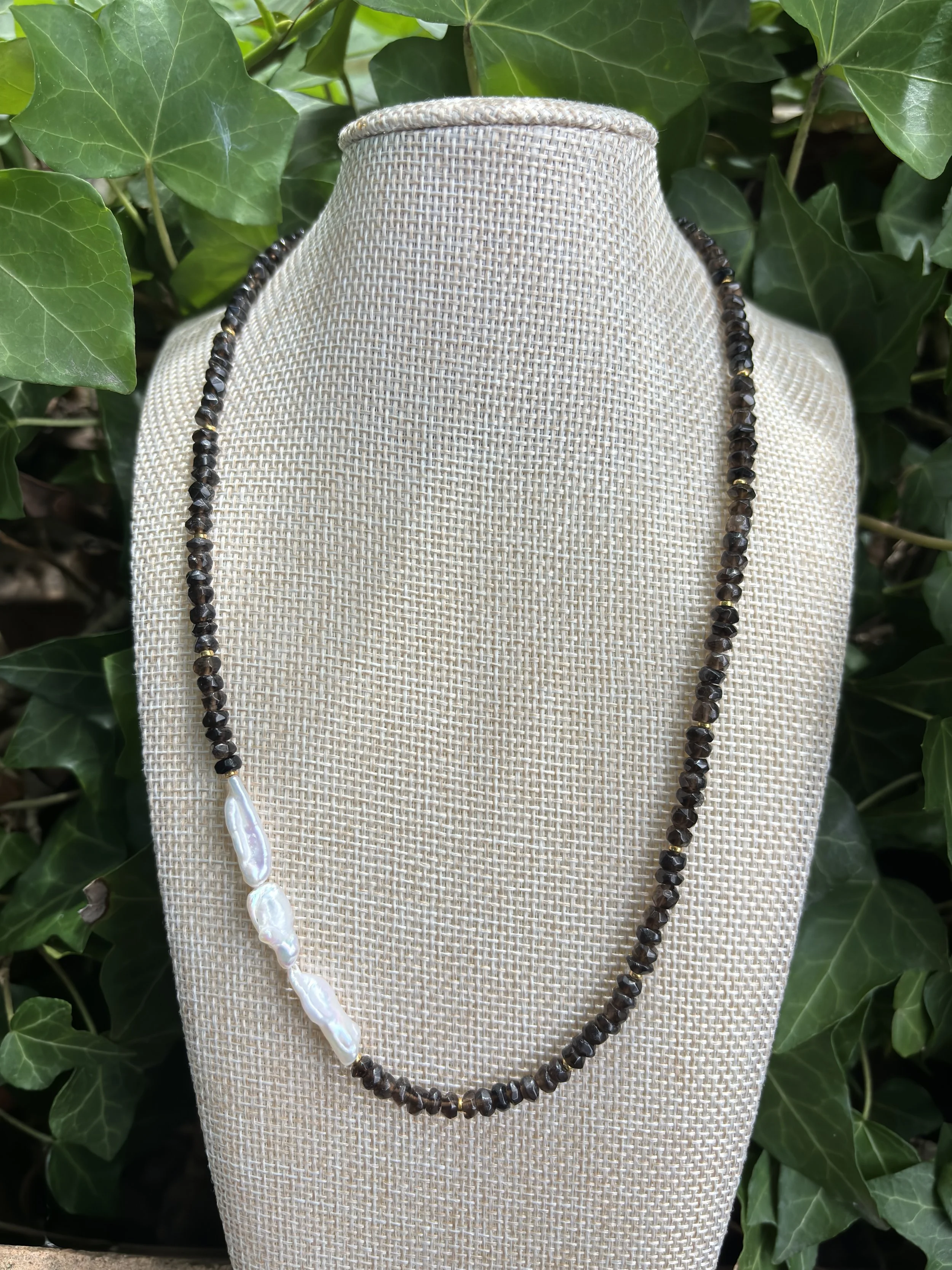 Smoky Quartz and Pearl Necklace