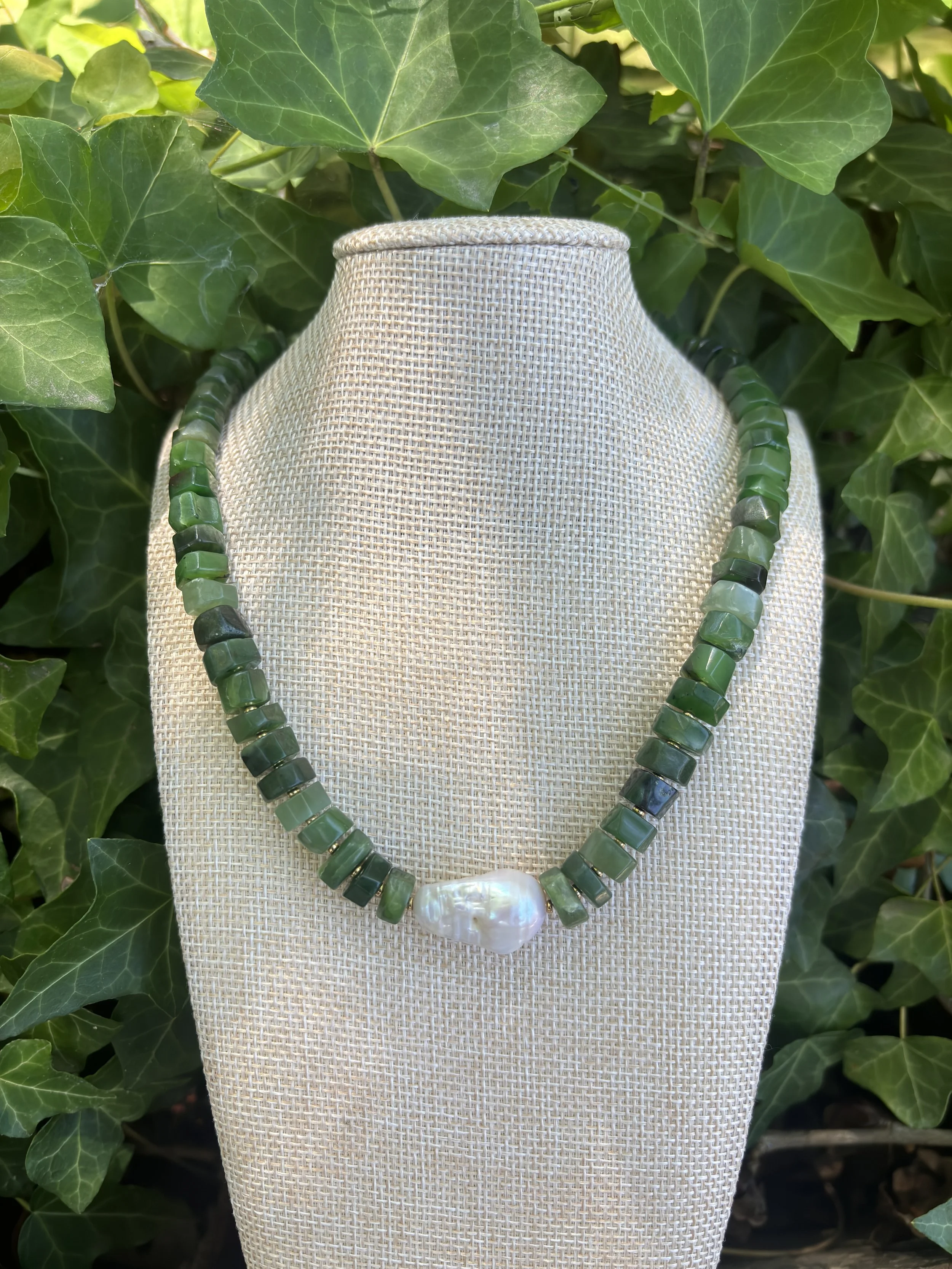 Canadian Jade and Pearl Necklace