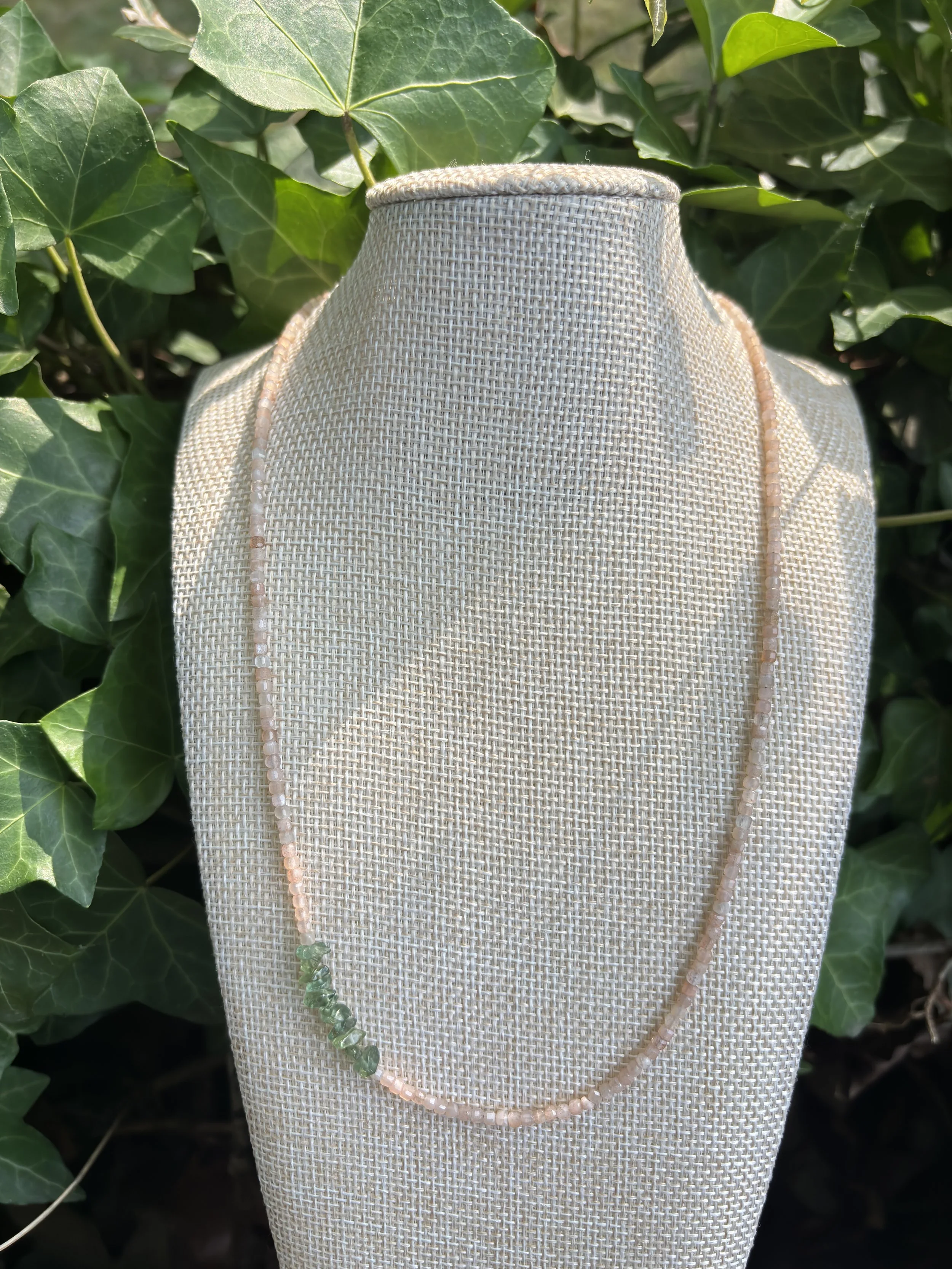 Peach Moonstone and Apatite Necklace