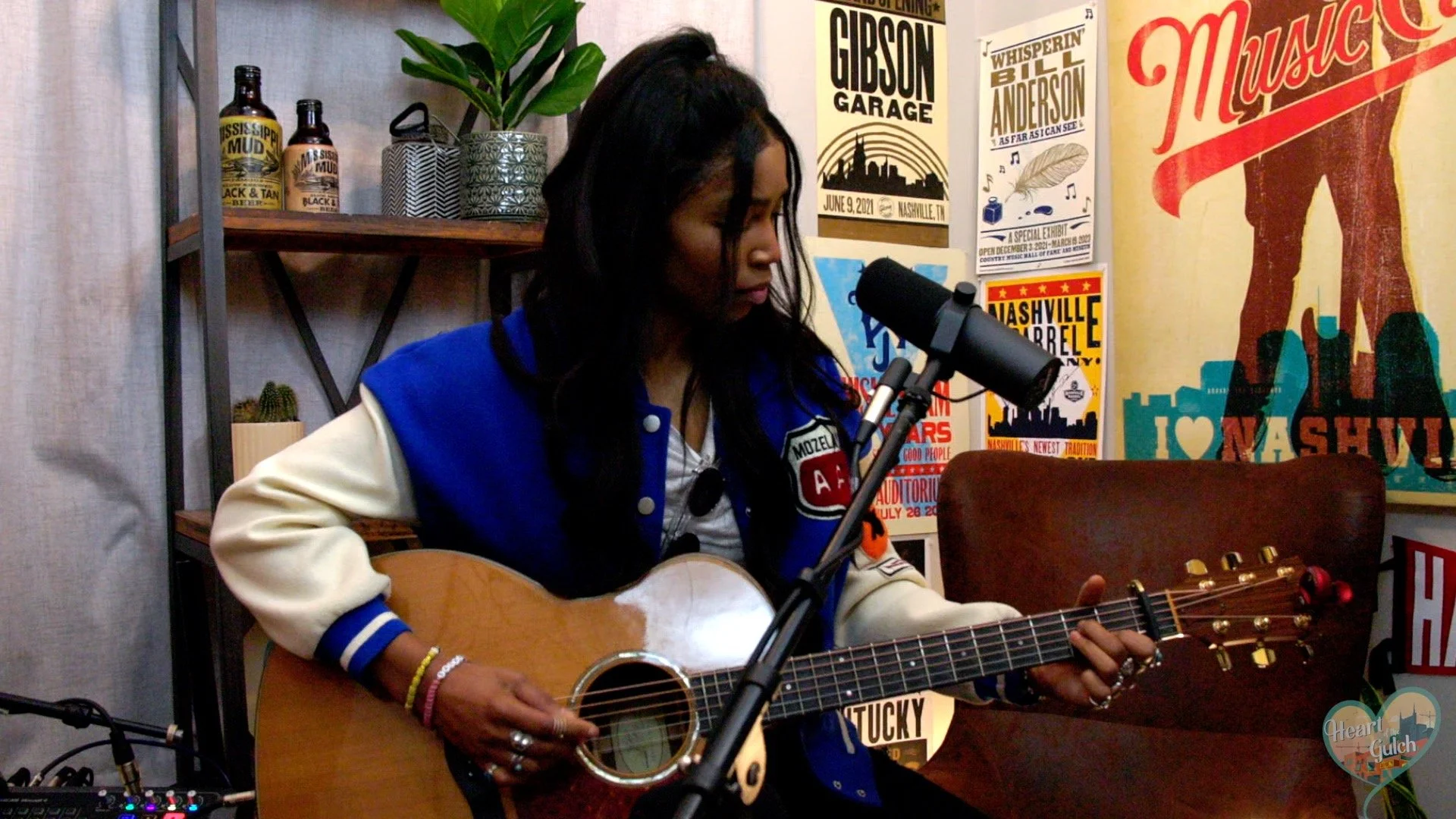 Sacha performing live inside the Heart of the Gulch studio in Nashville, Tennessee.