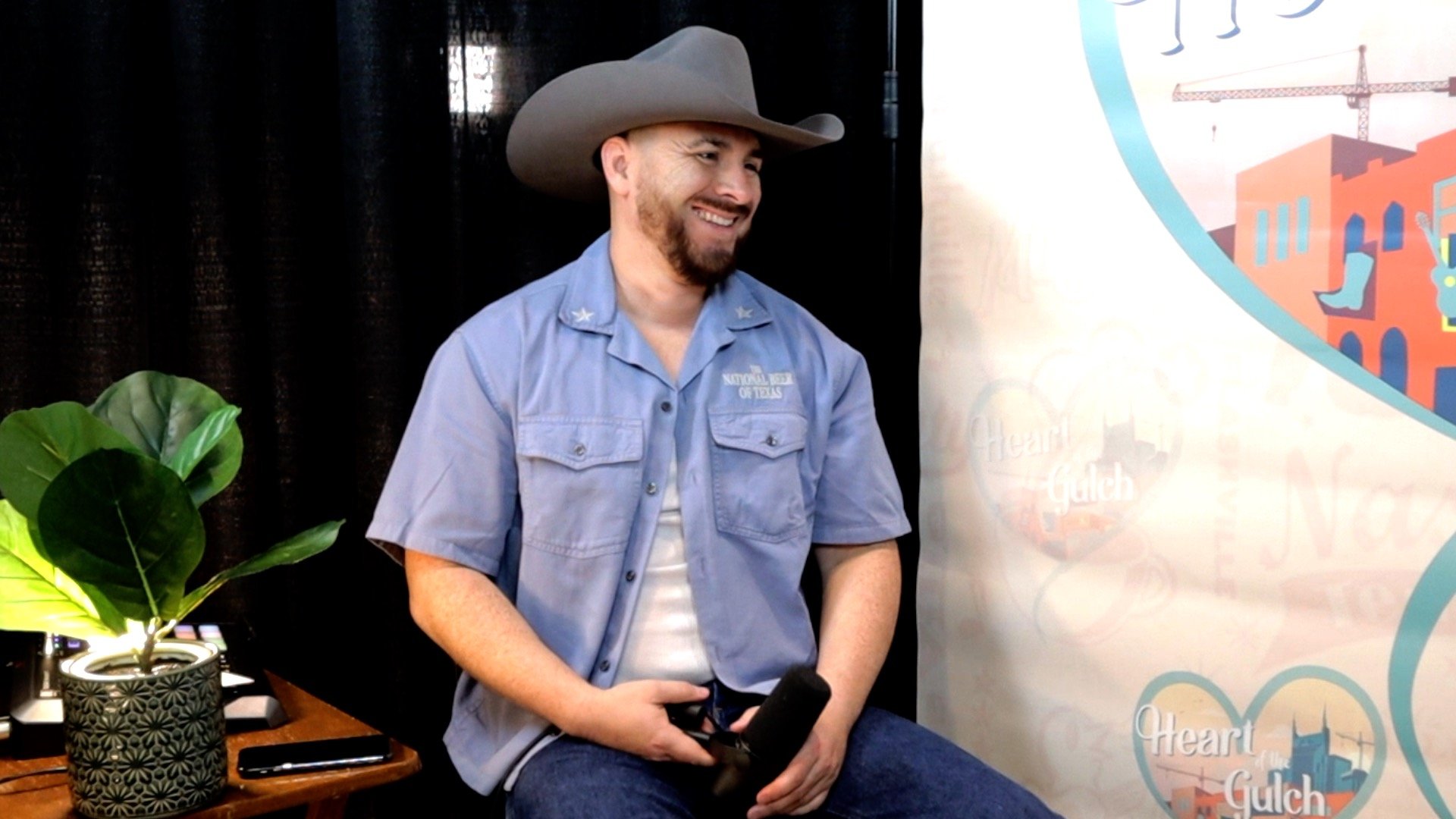 Tony Mendoza and country artist Angie K pose together following their Heart of the Gulch interview at Country Radio Seminar (CRS) 2026 in Nashville.