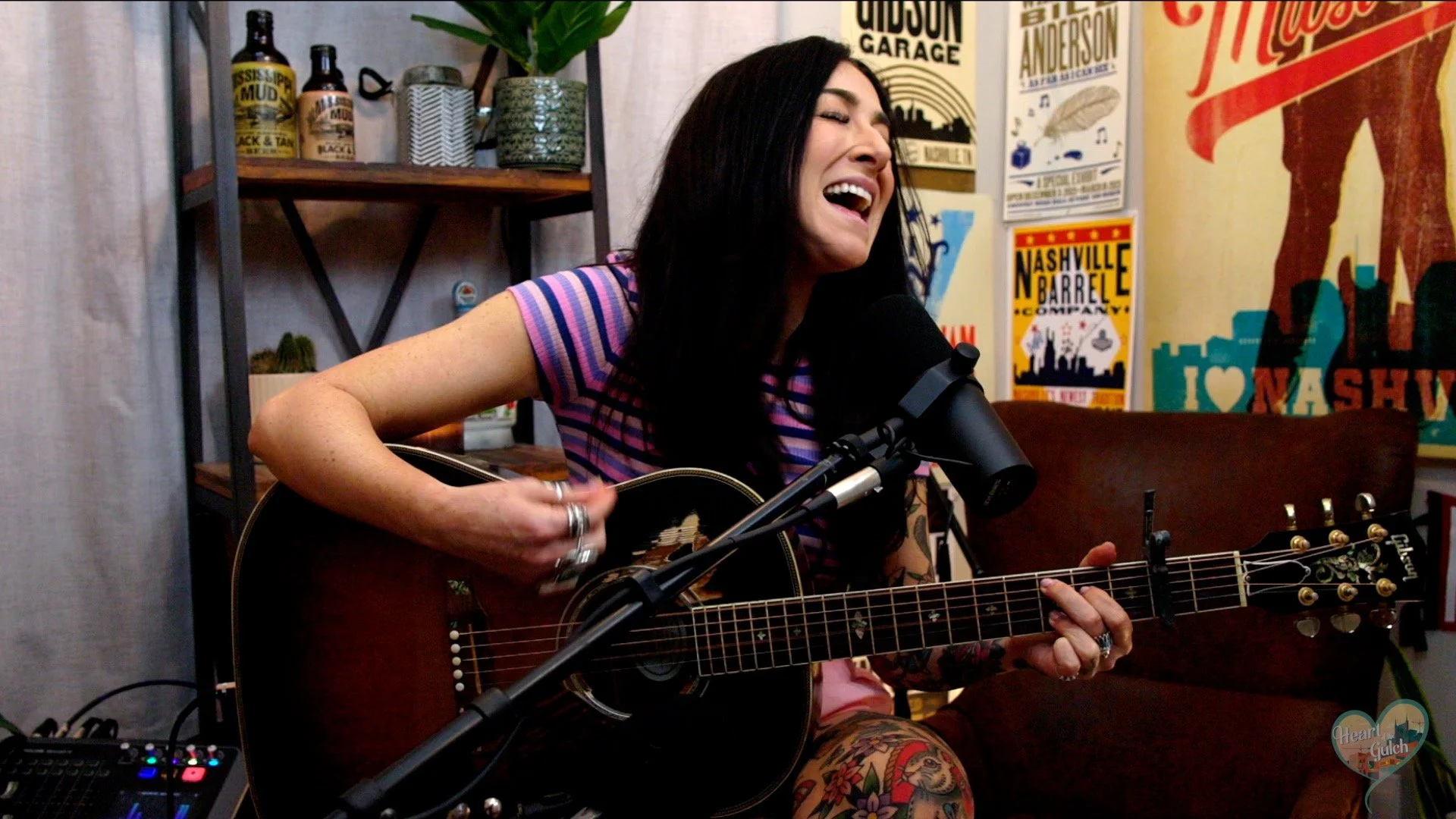 Sheyna Gee performs “Rooster” at the Heart of the Gulch studio in Nashville, Tennessee.