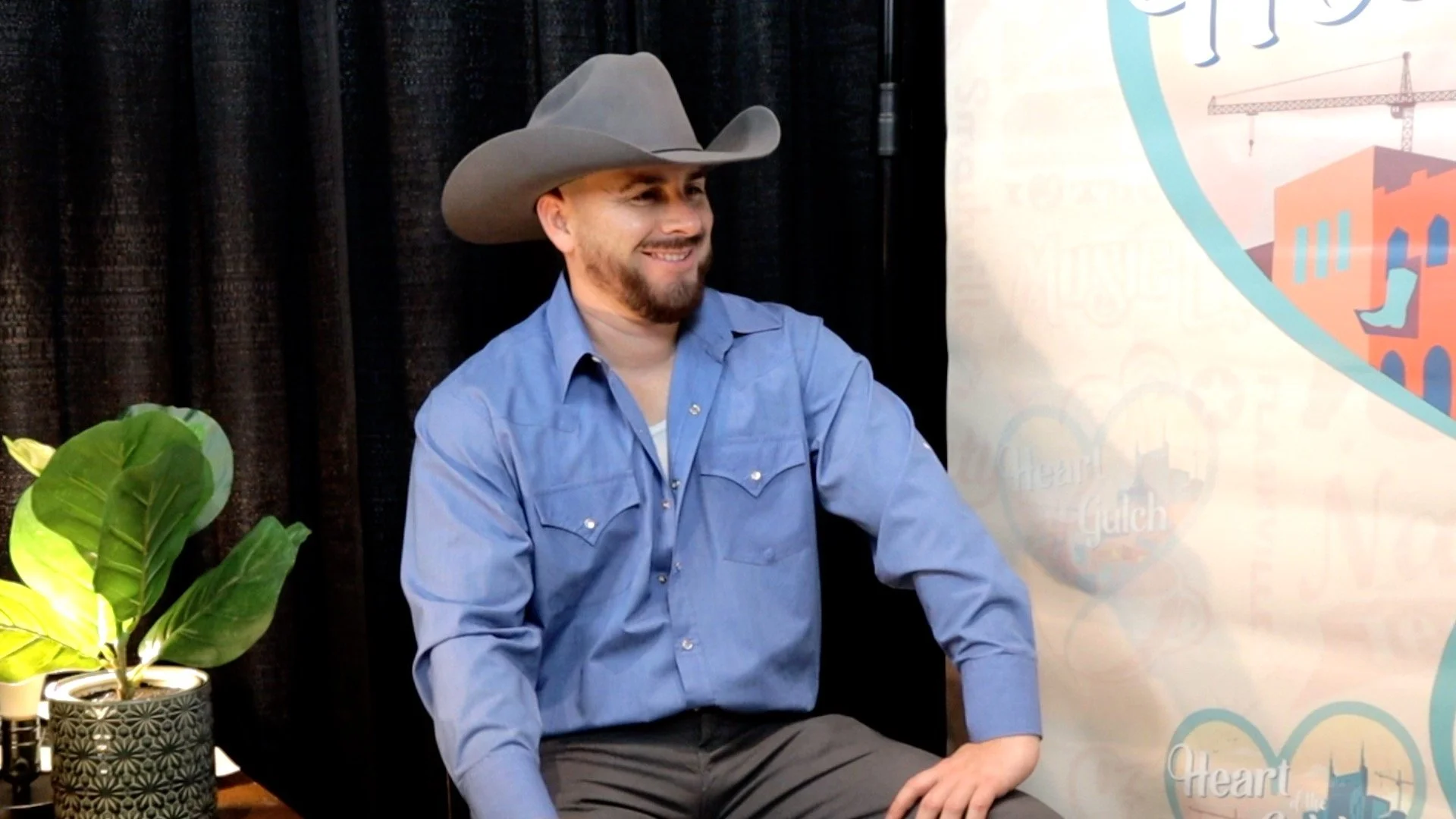 Tony Mendoza and country artist Spencer Hatcher pose together following their Heart of the Gulch interview at Country Radio Seminar (CRS) 2026 in Nashville.