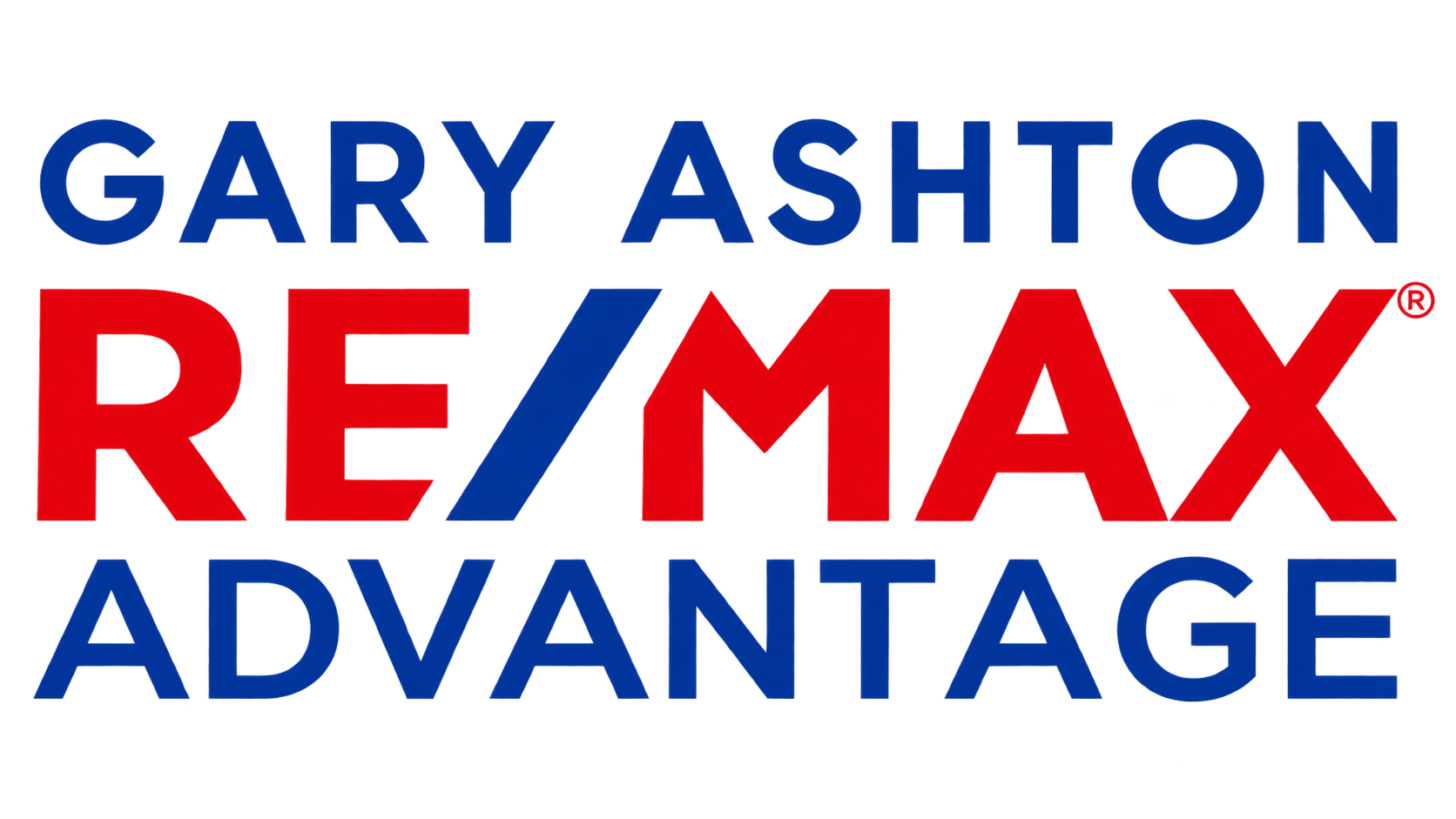 Relampague logo with text 'Gary Ashton Real Advantage' in red and blue 3D letters.