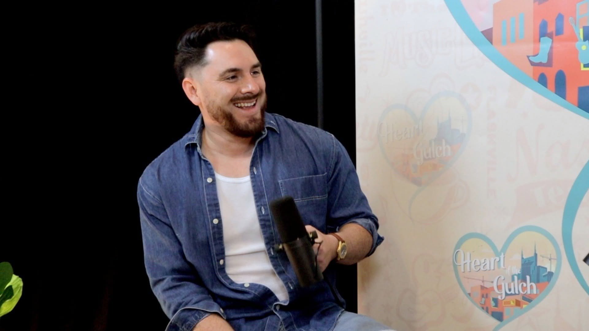 Heart of the Gulch host Tony Mendoza interviewing a country artist during CMA Fest in Nashville, Tennessee.
