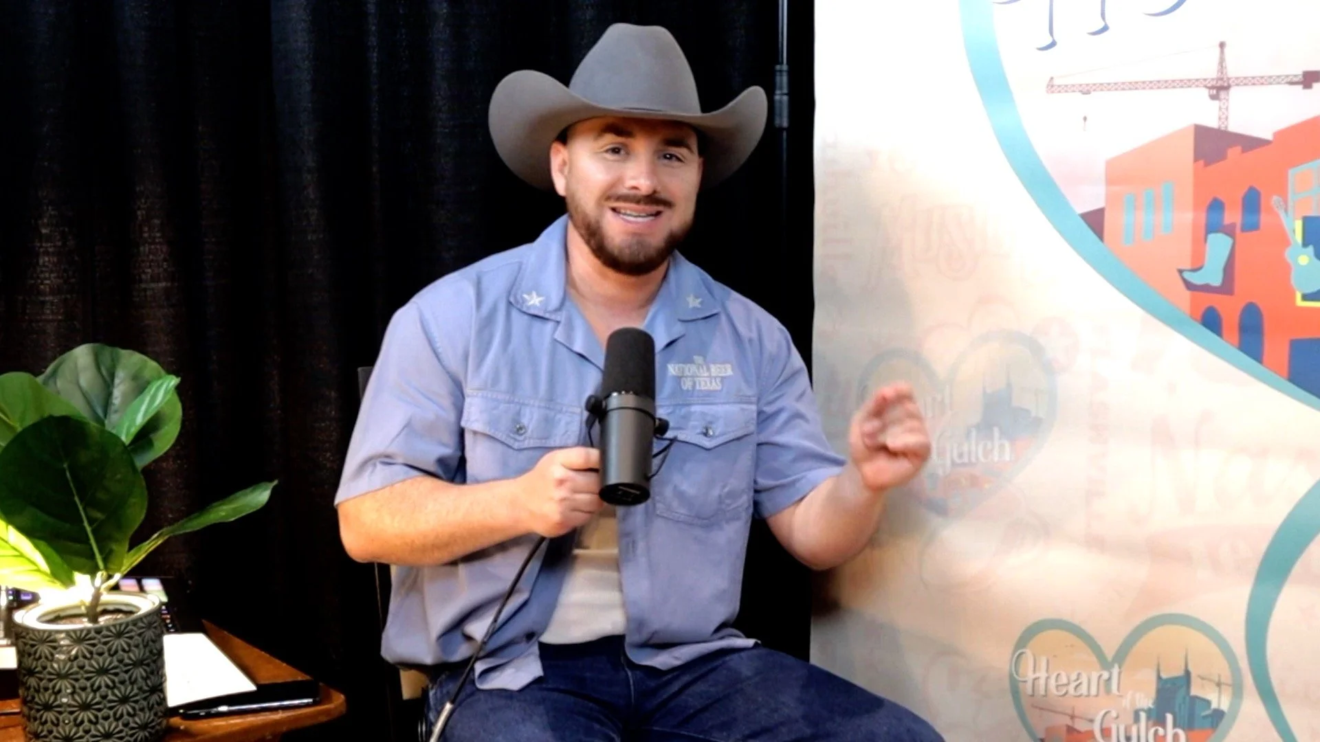 Tony Mendoza and country singer-songwriter Sophia Scott pose together following their Heart of the Gulch interview at Country Radio Seminar (CRS) 2026 in Nashville.