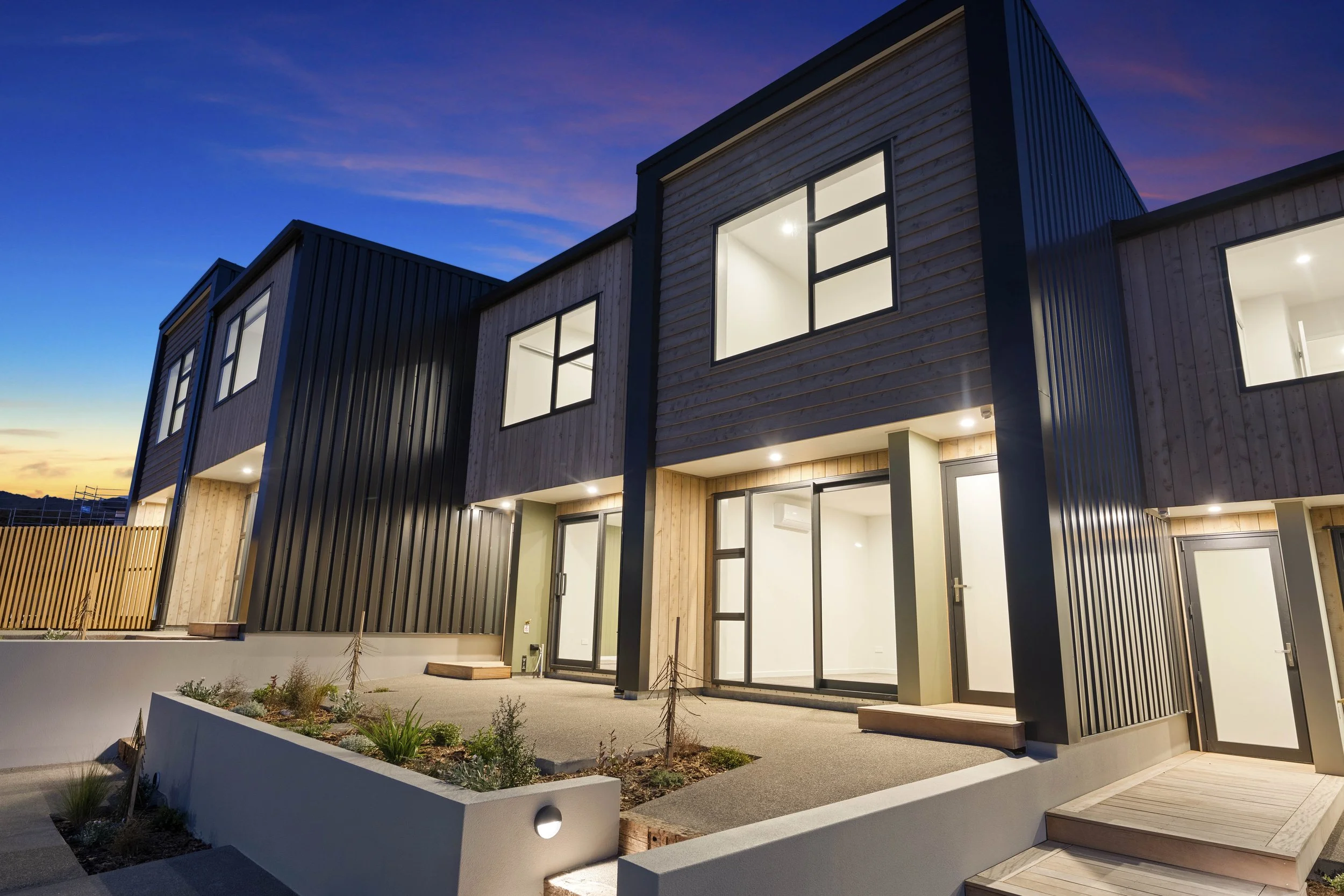 Staggered units to give facade depth