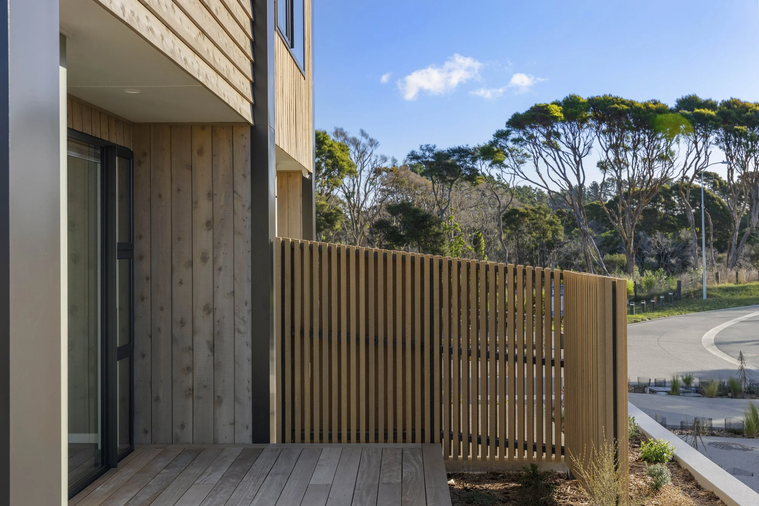 Timber slat screen to provide privacy