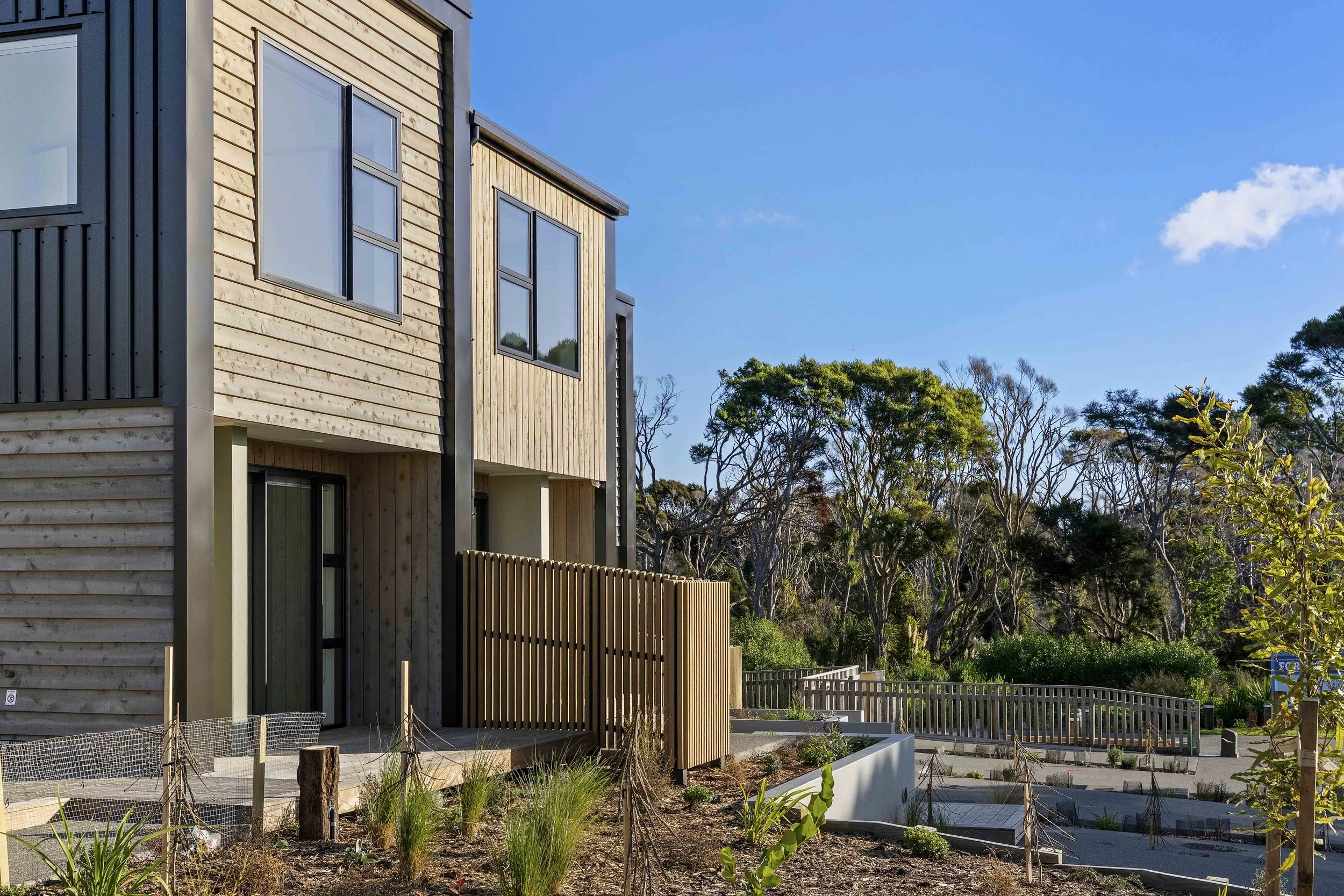 Intentional planting that will grow to compliment the building and provide privacy