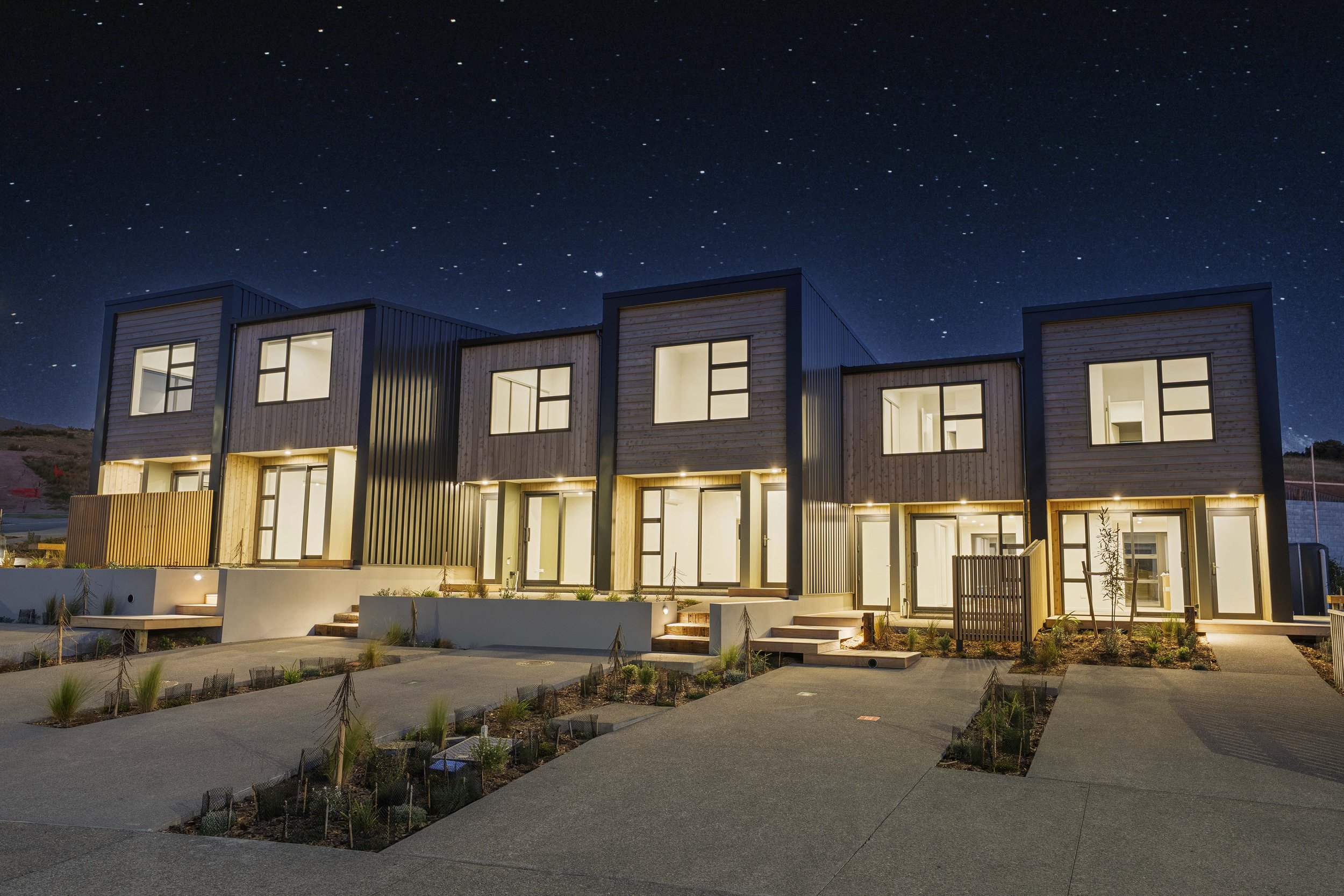 Parking and approach well lit with low level lighting to keep light pollution at a minimum