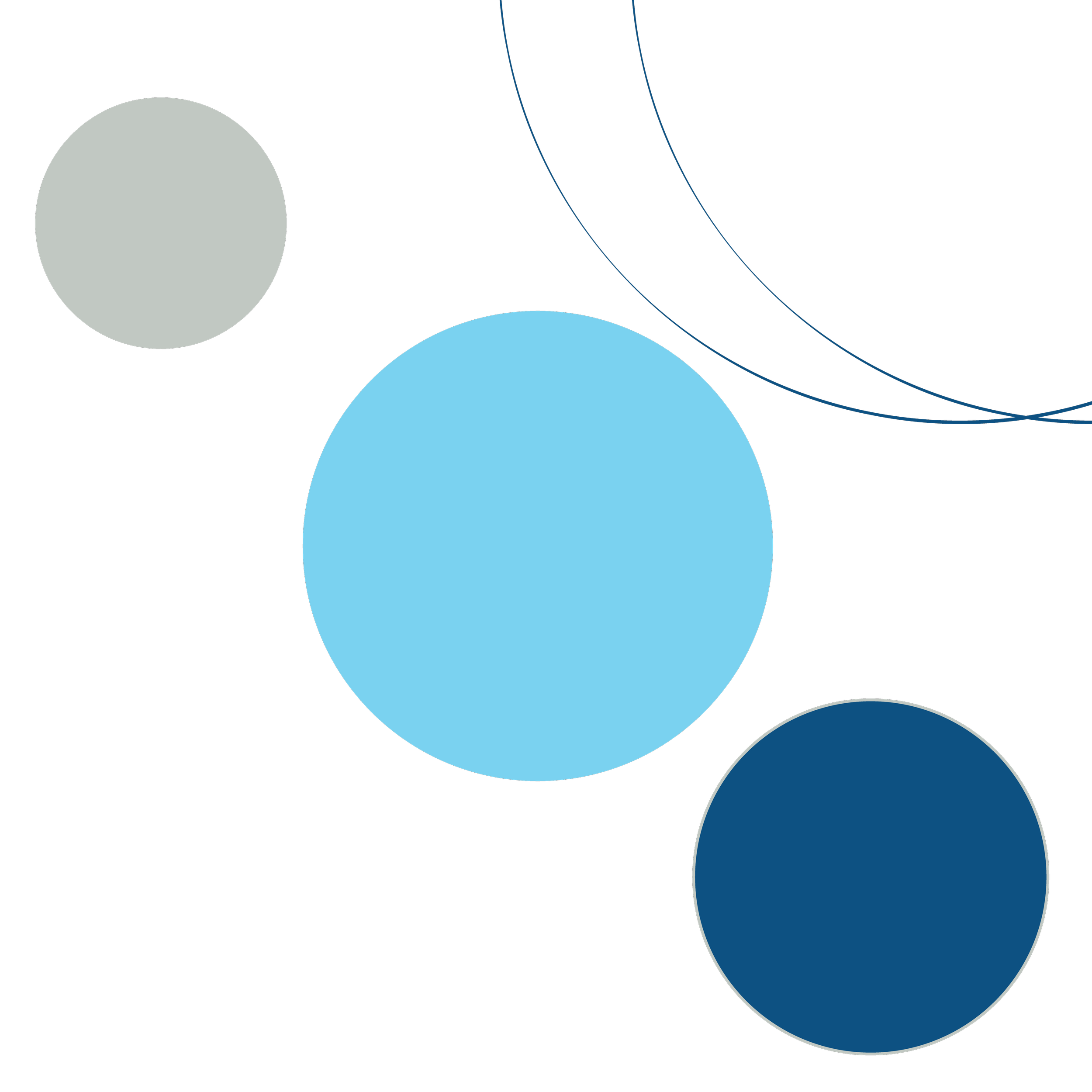 Abstract graphic design with overlapping circles in shades of blue, gray, and navy on a black background.