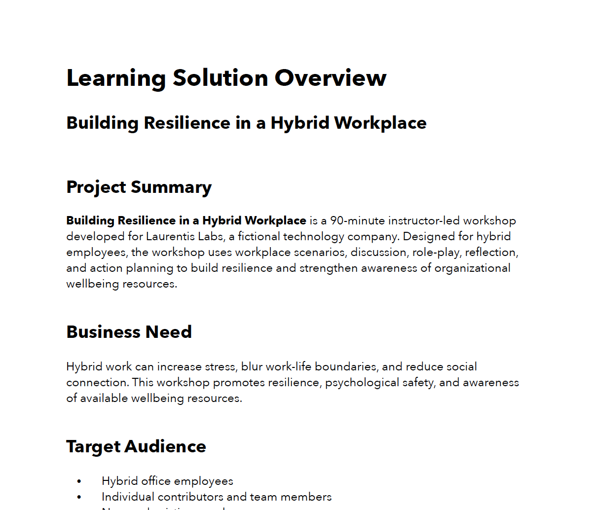 Learning Solution Overview