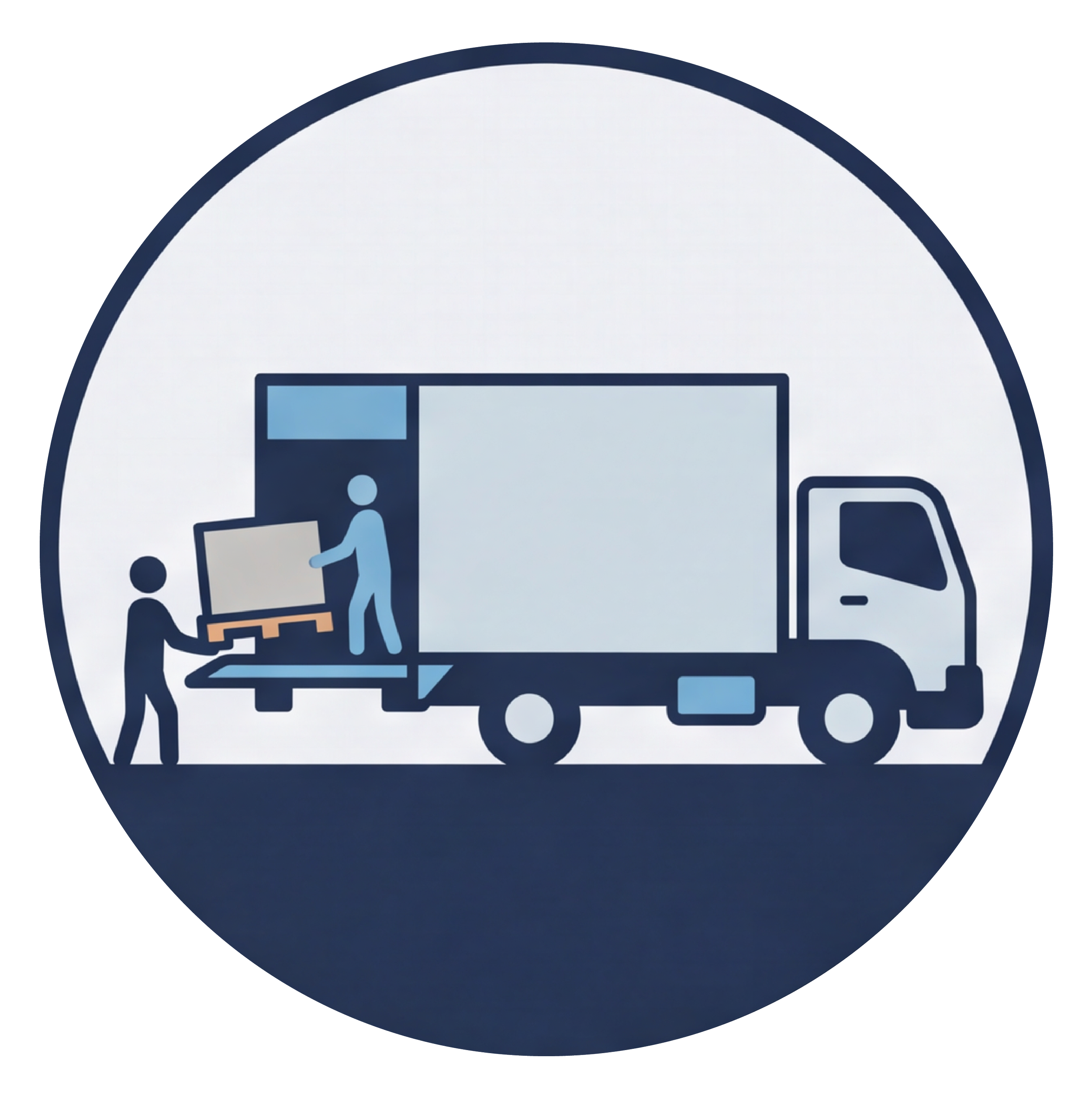 Icon of a bus with a blue figure standing inside and outlined windows, representing transportation or travel.