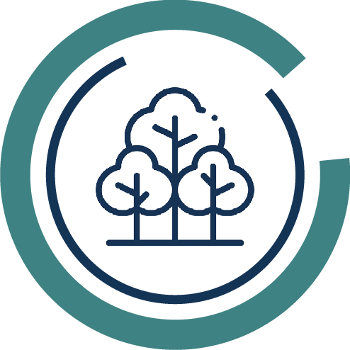 A circular infographic with three trees inside, with the text "Build Your Own Forest."