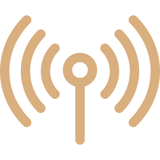 Icon of a Wi-Fi signal with radiating waves.