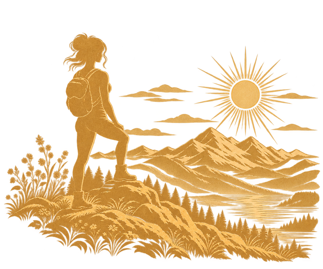 Person hiking in a mountain landscape