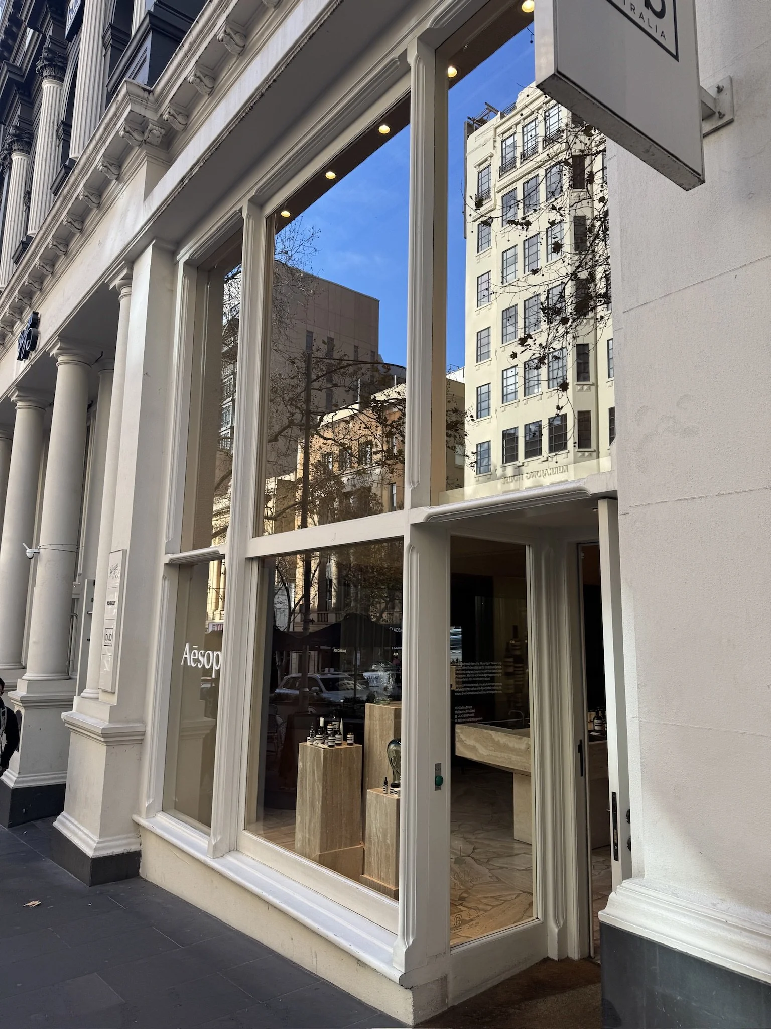 Aesop storefront in Melbourne’s CBD