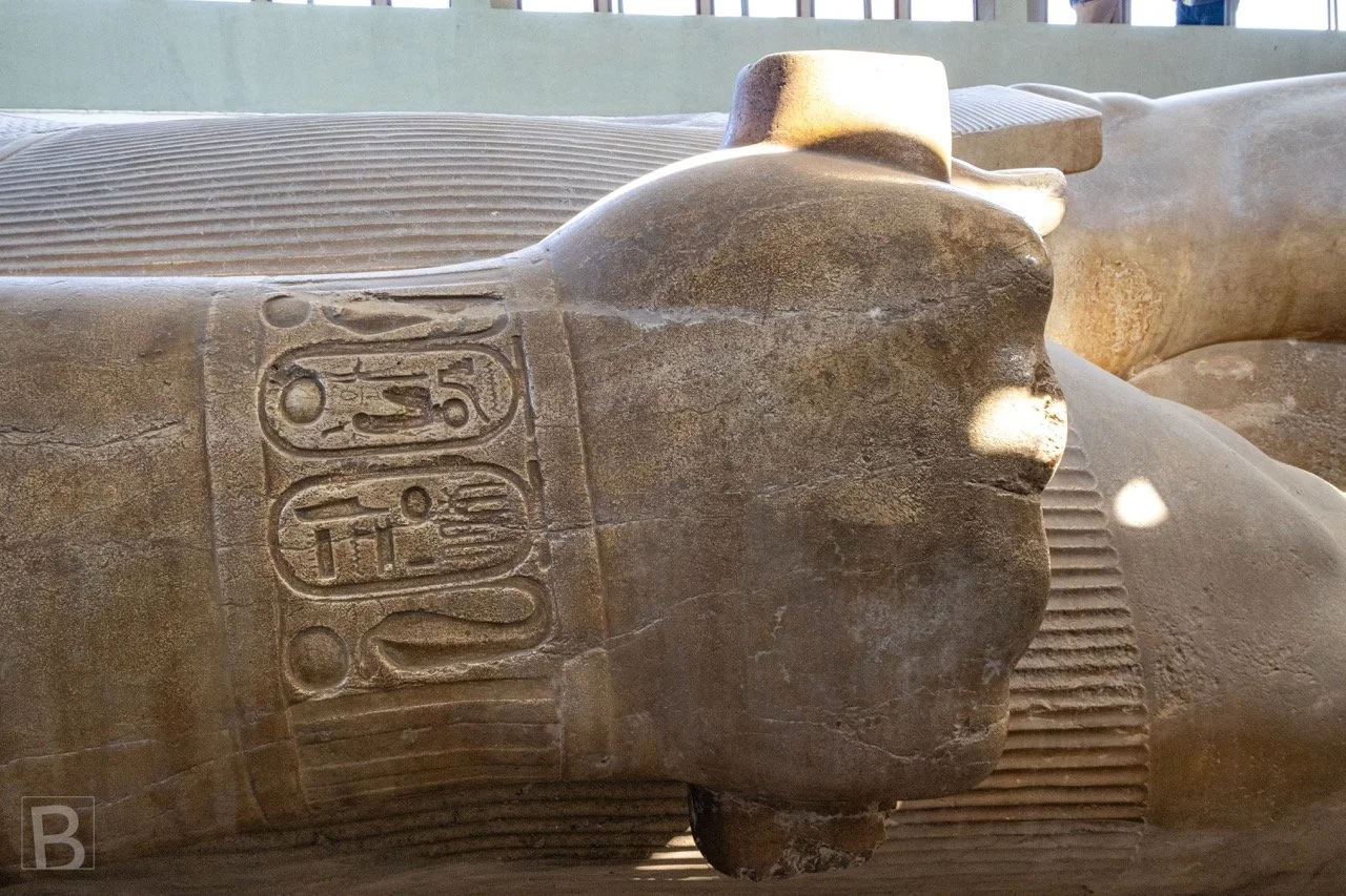 Even in repose, the monumental scale and detailed inscriptions
convey the authority of ancient Egyptian kingship.