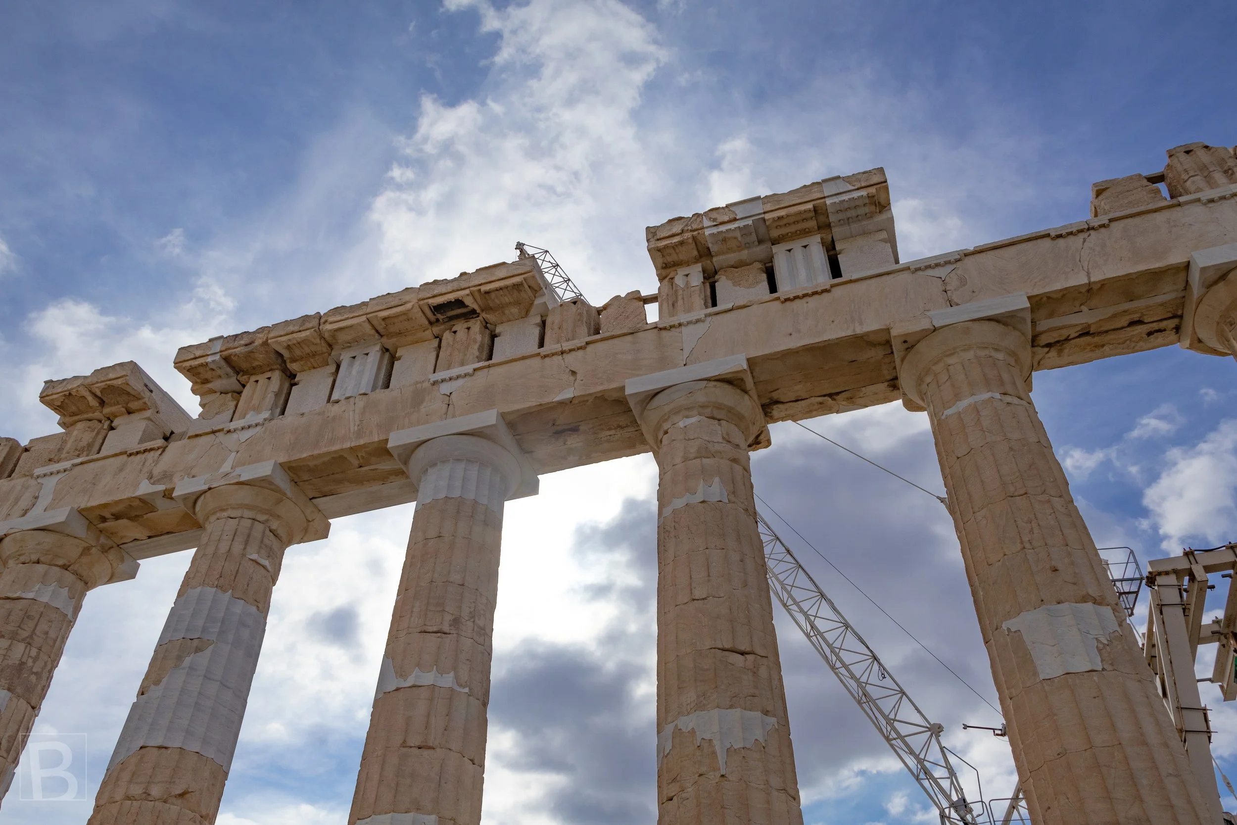 The Parthenon's Doric columns retain their monumental rhythm
despite centuries of weathering and restoration.