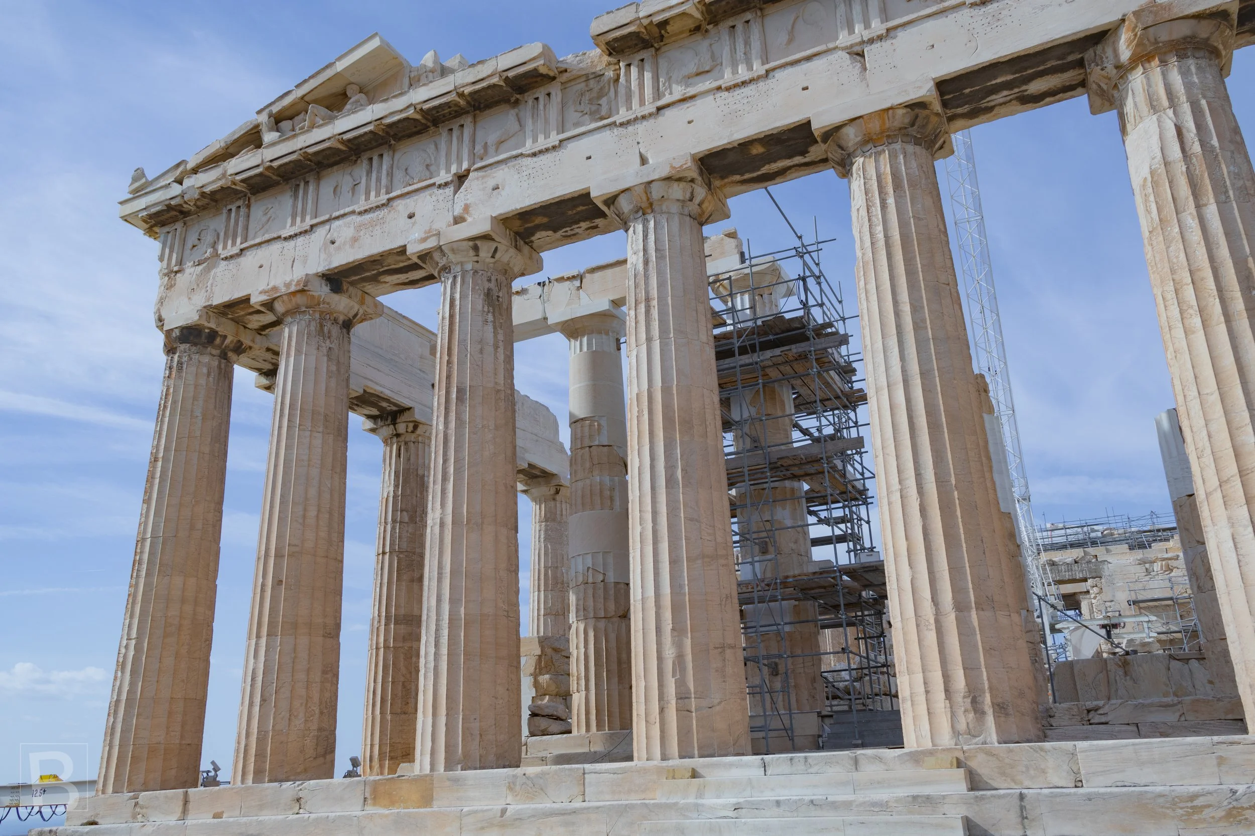 The temple's ordered facade combines proportion, repetition and
weathered Pentelic marble.
