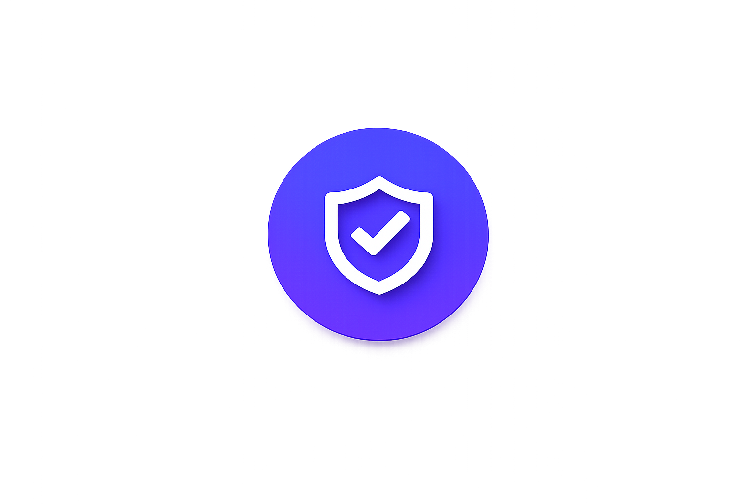 A blue circular icon with a shield and checkmark inside, representing security or protection.