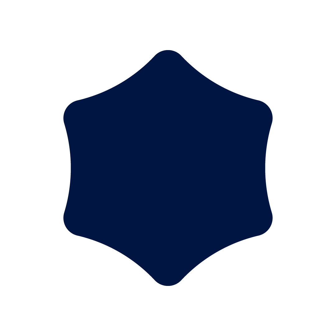 A pentagon with rounded corners.