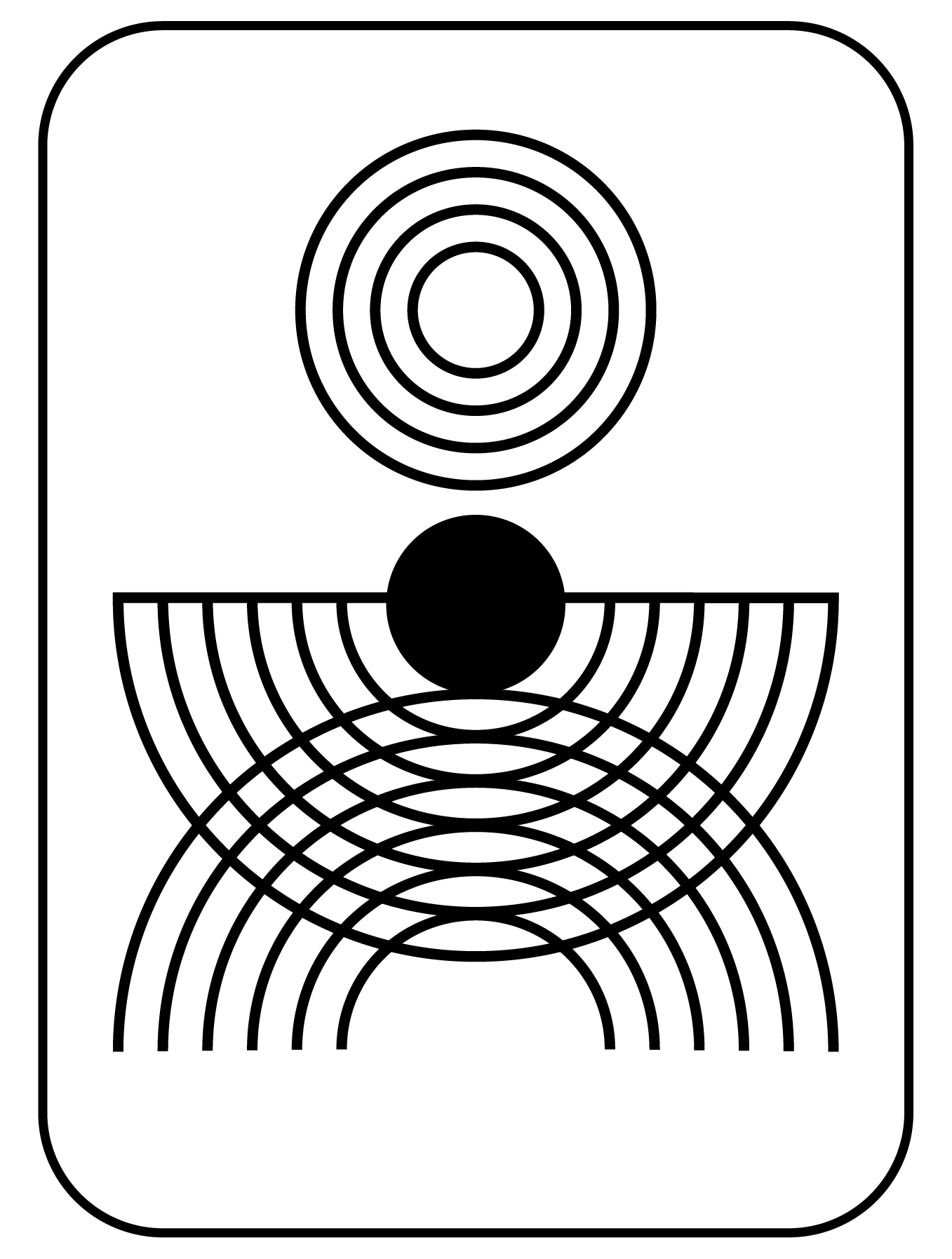 Black and white illustration of circles overlapping.