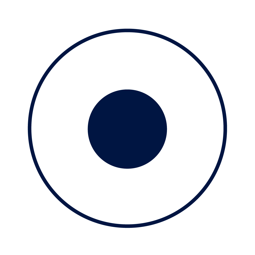 Icon with a small dark circle in the center, surrounded by a larger dark ring and an outermost light ring.