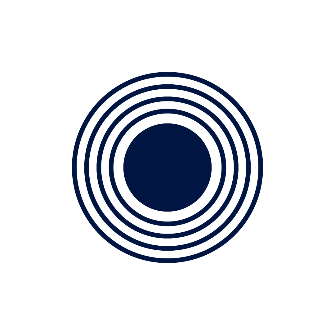 Icon of concentric circles in the center, resembling radio waves or a target symbol.