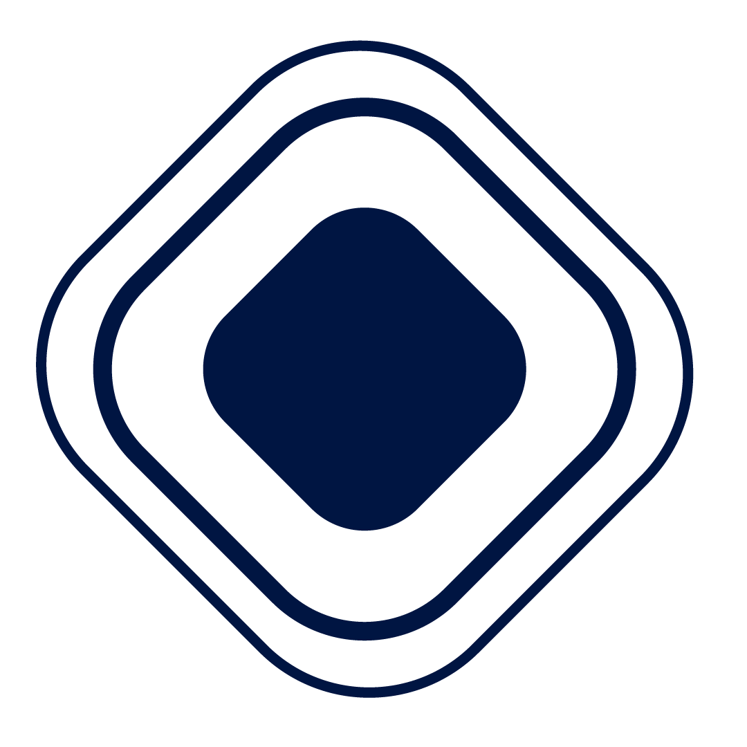 A stylized icon featuring concentric shapes.