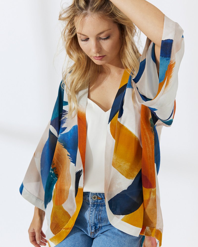 Carmel_silk_kimono_top_orange_yellow_blue_navy_rust_brown_geometric_abstract_pretty_designer_melbourne_gift_photo2.jpg