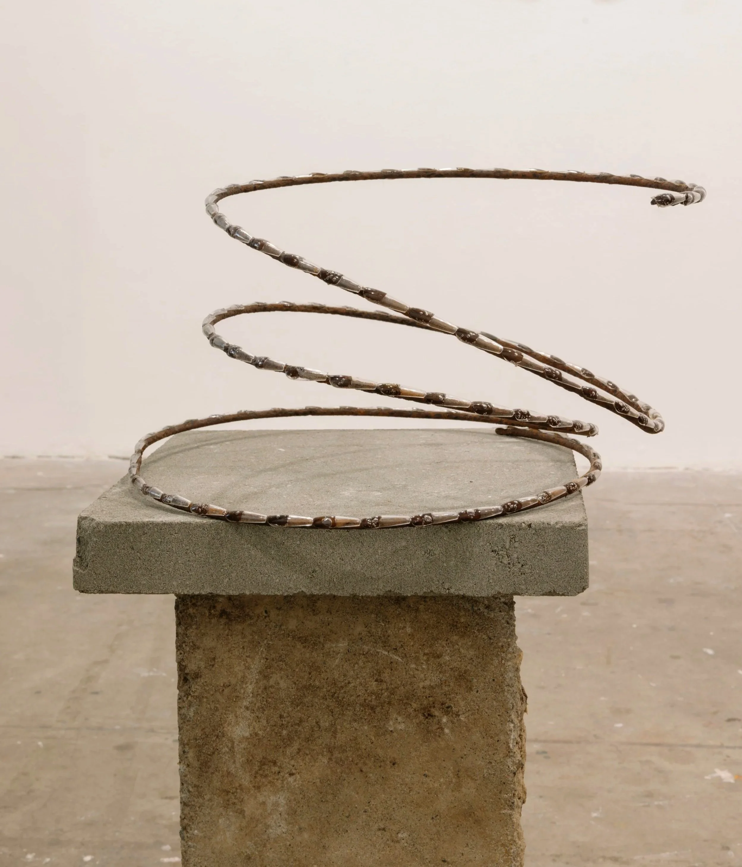 i’m spiraling and my nails won’t stop breaking, 2024
materials: salvaged rusted steel, silicone caulk and fake nails 
13" x 12" x 7.5", 