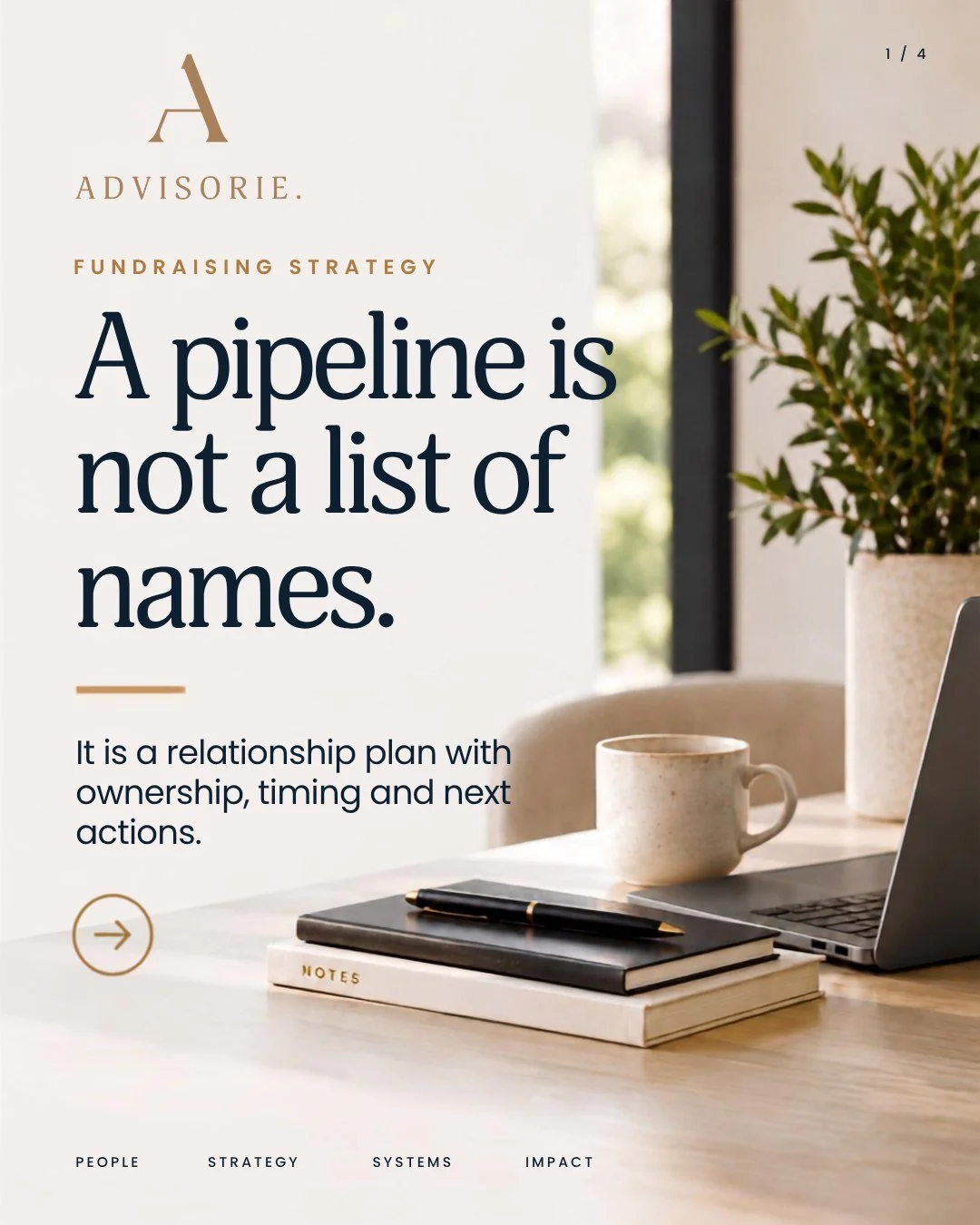 For every prospect, record the reason for alignment, relationship history, internal owner, next action, realistic timeframe and stewardship plan.

#NFPStrategy #FundraisingStrategy #NonprofitLeadership #FreeResources #Advisorie