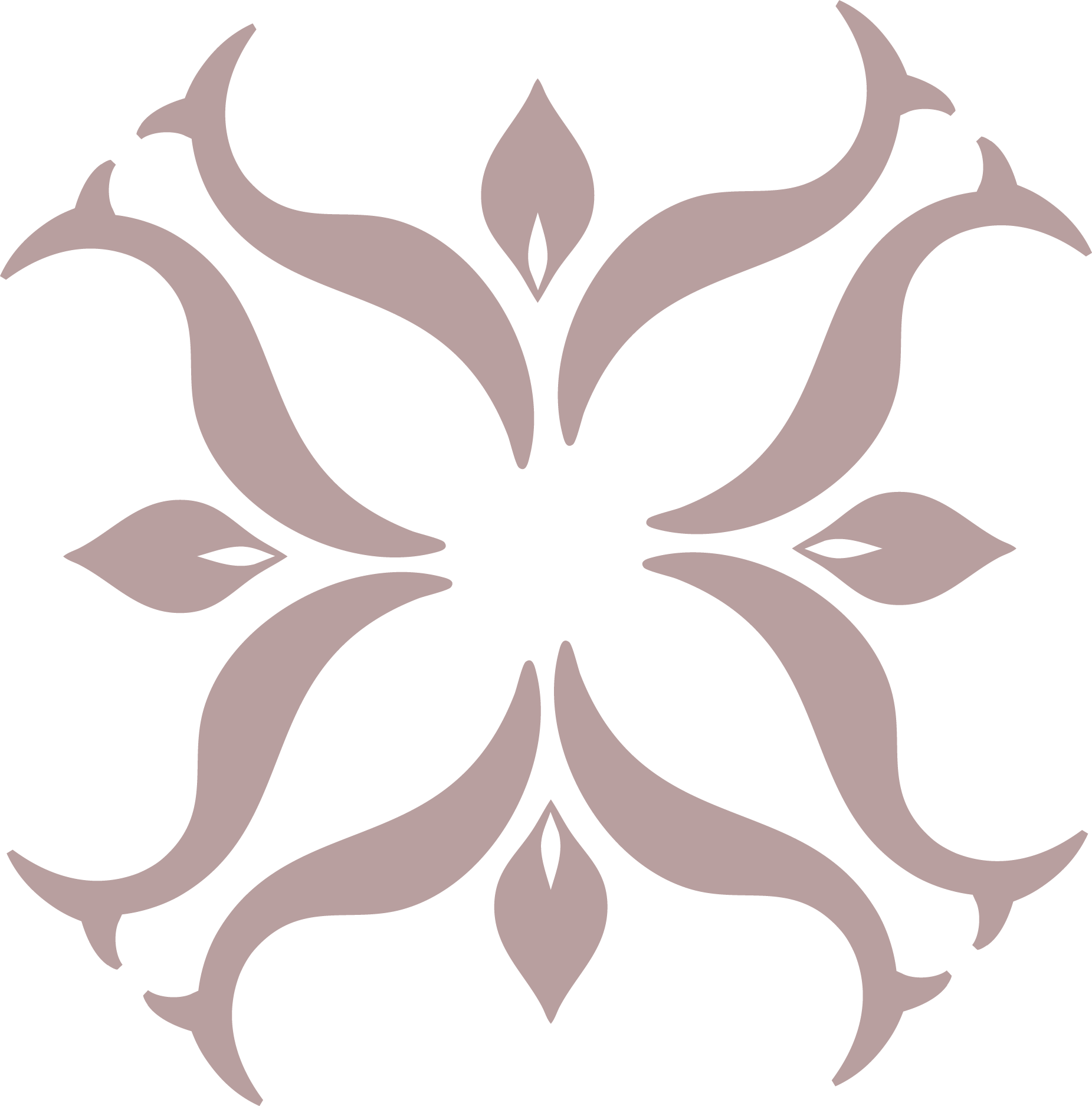 Diseño ornamental de estilo vintage en color gris con forma floral y detalles simétricos.