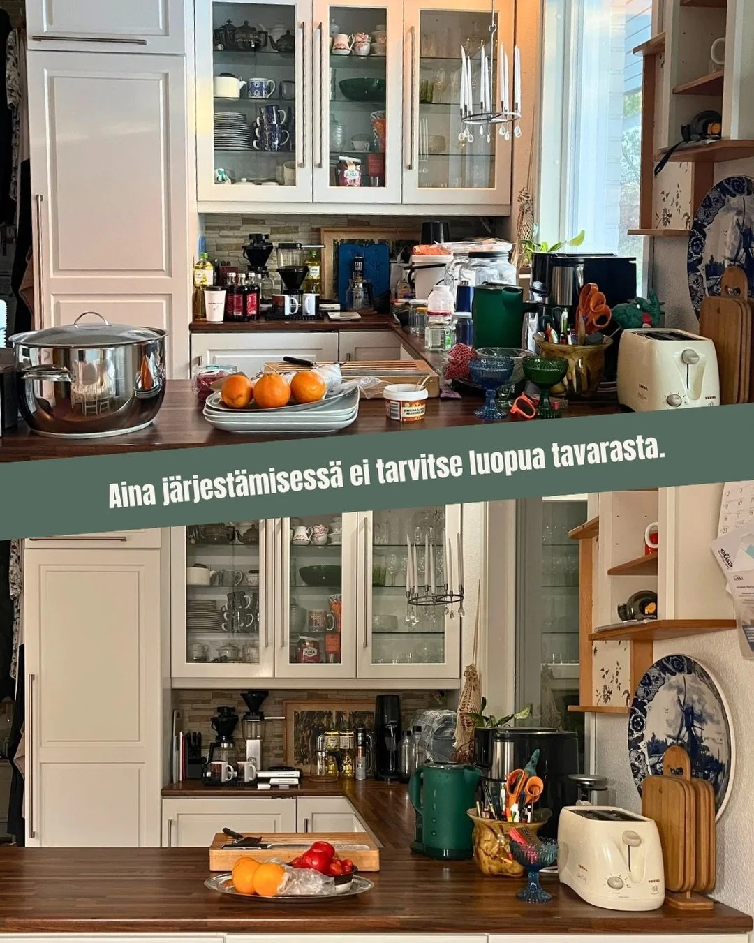 J&auml;rjest&auml;miseen liitet&auml;&auml;n helposti ajatus siit&auml;, ett&auml; ensin pit&auml;isi luopua valtavasta m&auml;&auml;r&auml;st&auml; tavaraa. Aina n&auml;in ei kuitenkaan ole.

T&auml;ss&auml; keitti&ouml;ss&auml; tavaraa poistettiin 