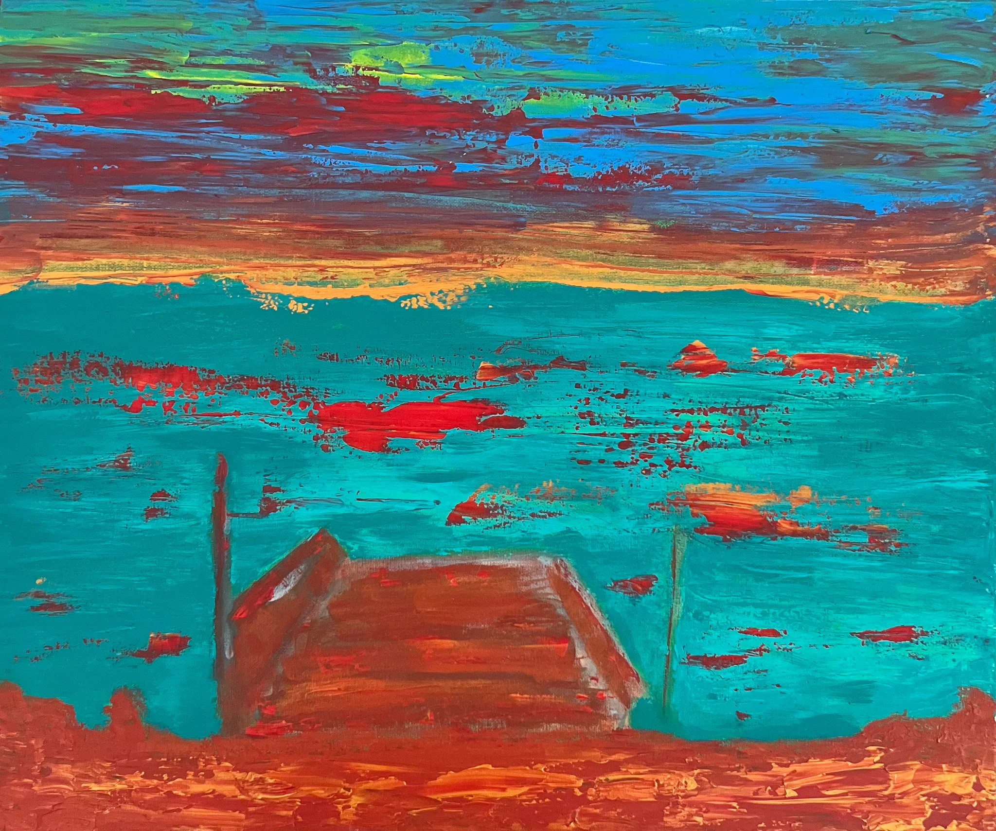 Sunset Serenity by the Pond: A Vibrant Evening Landscape