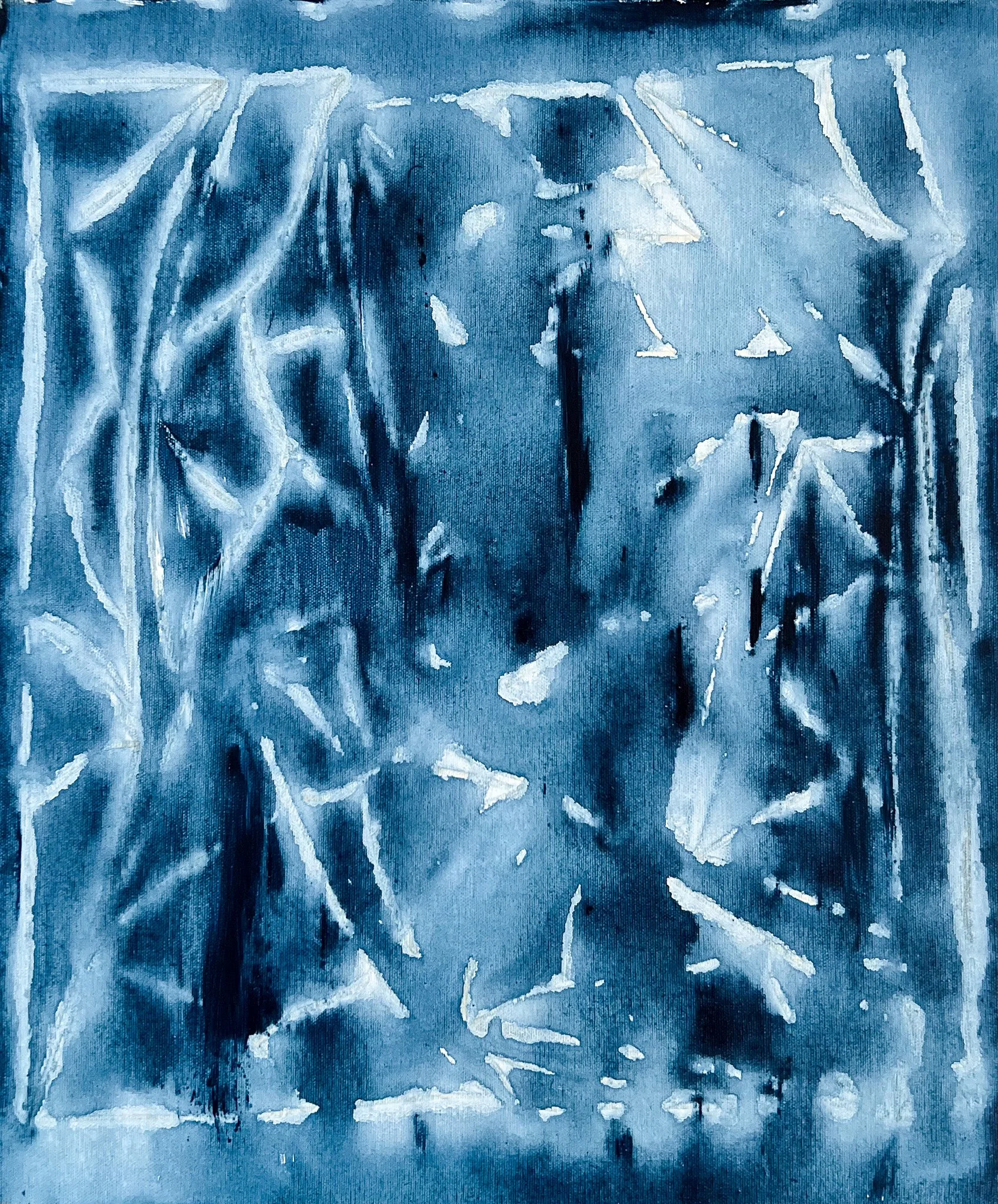 Winter's Whisper: Abstract Frosty Window