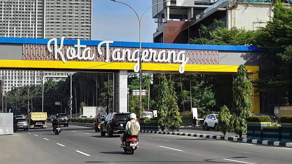 A gate for entering Tangerang City area, Indonesia
