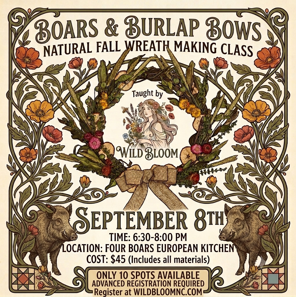 Boars & Bulap Bows - Natural Fall Wreath Making Class