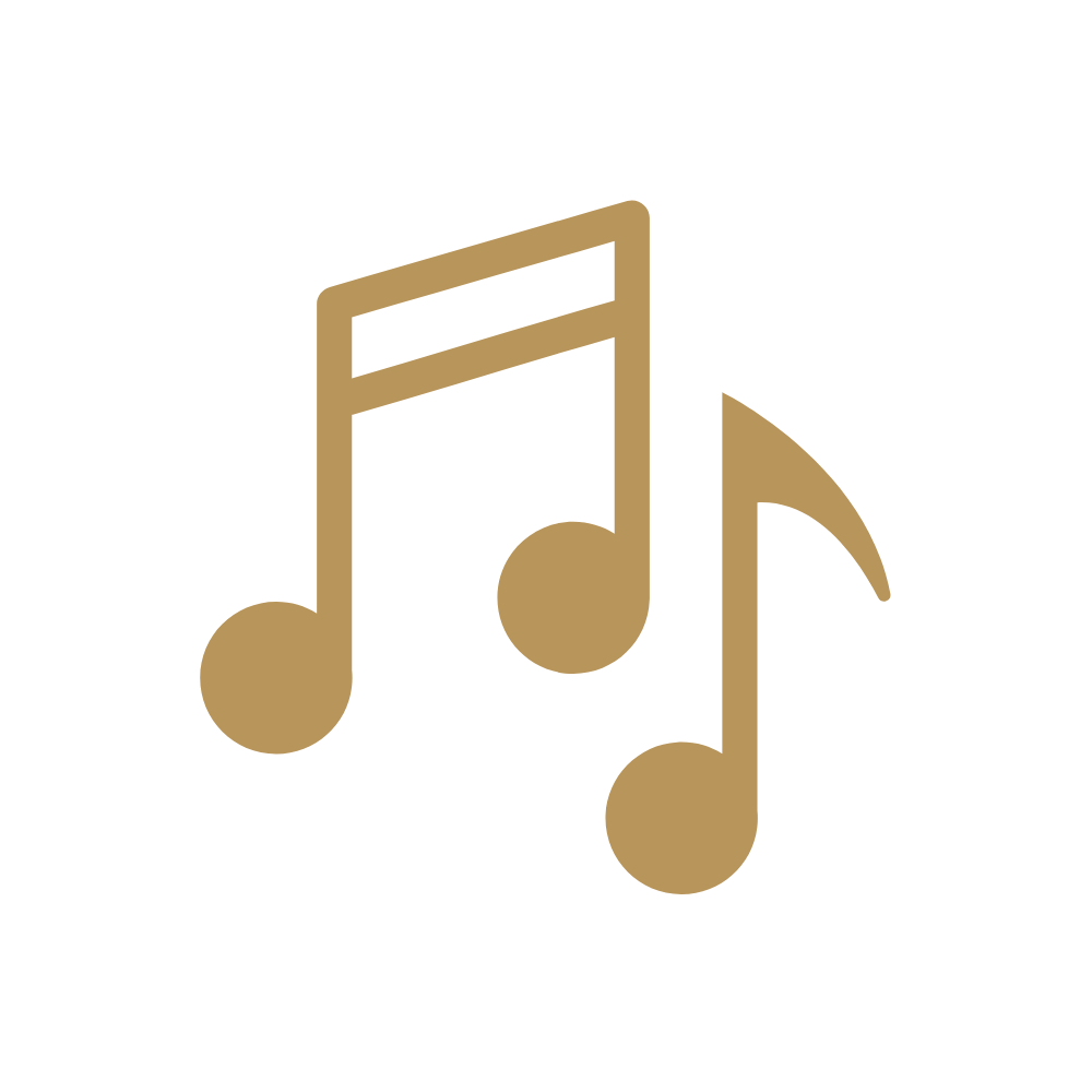 Icon of three brown musical notes on a black background